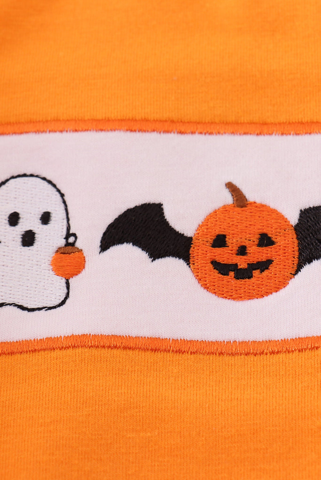 Orange Halloween Pumpkin Ghost Embroidery Boy’s Bubble