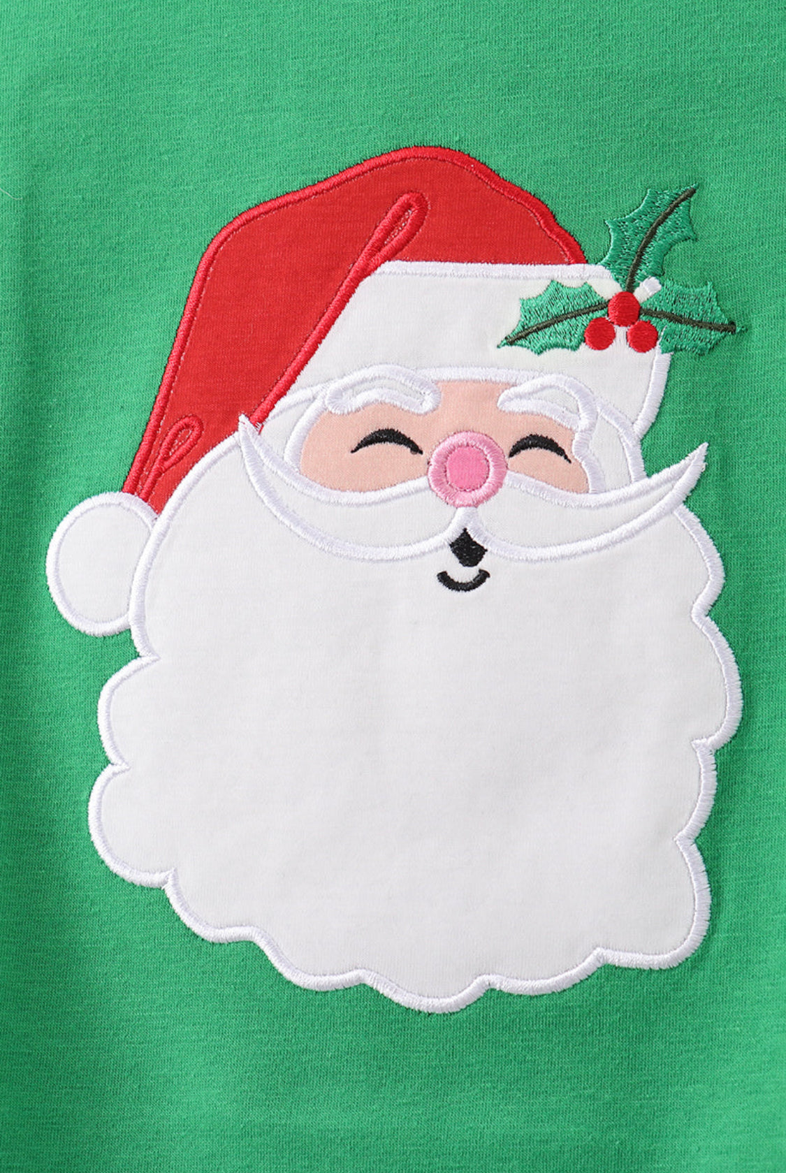 Green Santa Claus Appliqué Ruffle Girl’s Pants Set