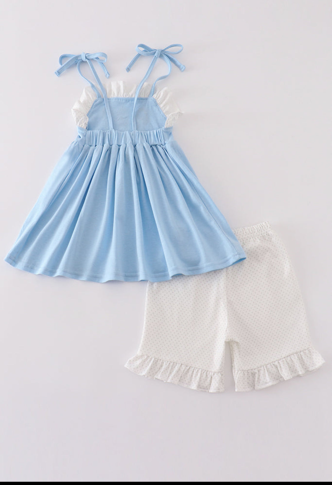 Blue Princess embroidery Ruffle Girl’s Short Set