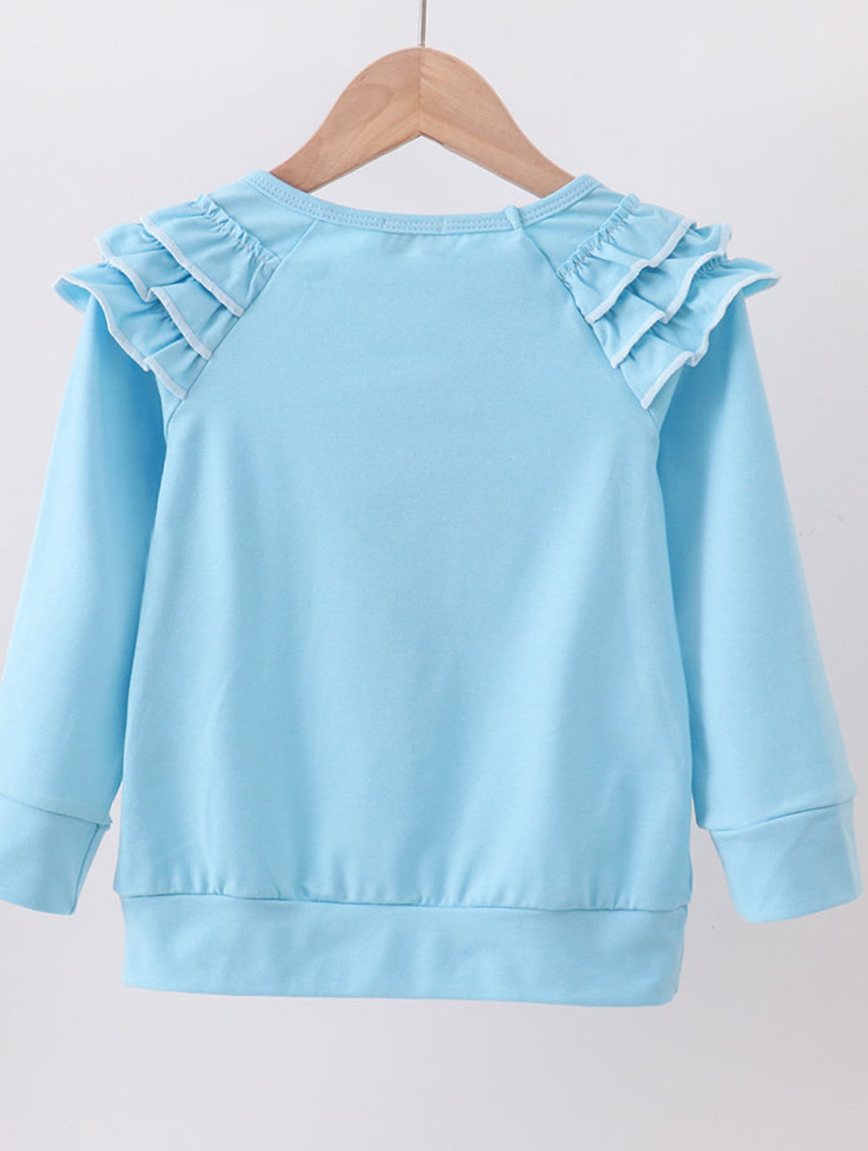 Blue Snowman Appliqué Ruffle Girl’s Top