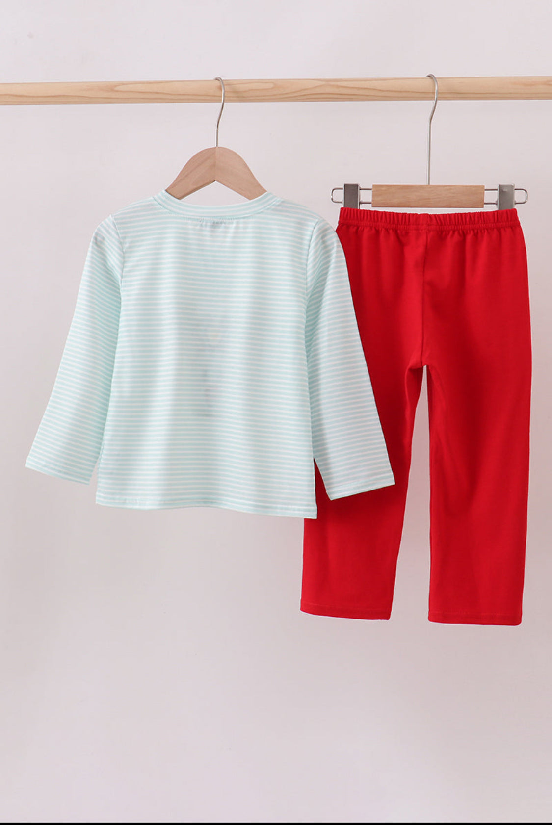 Blue Reindeer Applique Stripe Boy’s Pants Set