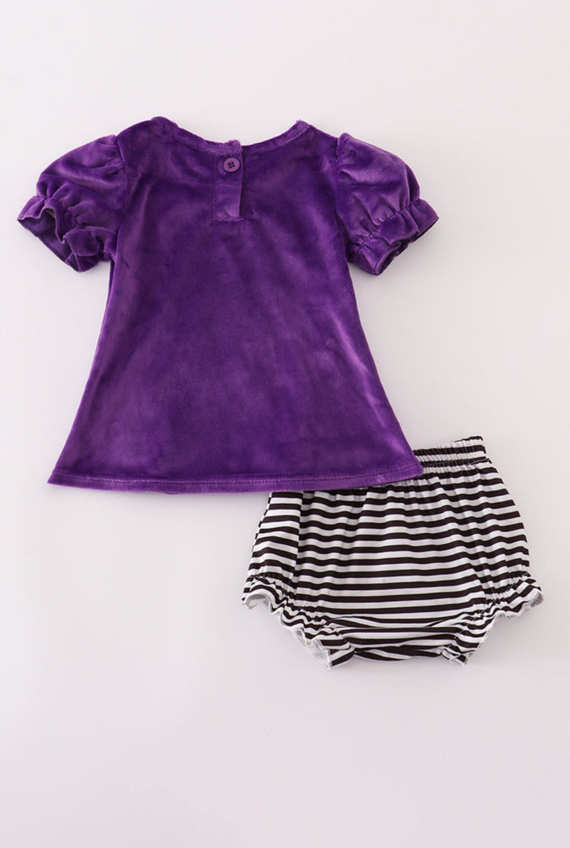 Purple Halloween Witch Appliqué Velvet Girl’s Bloomer Set
