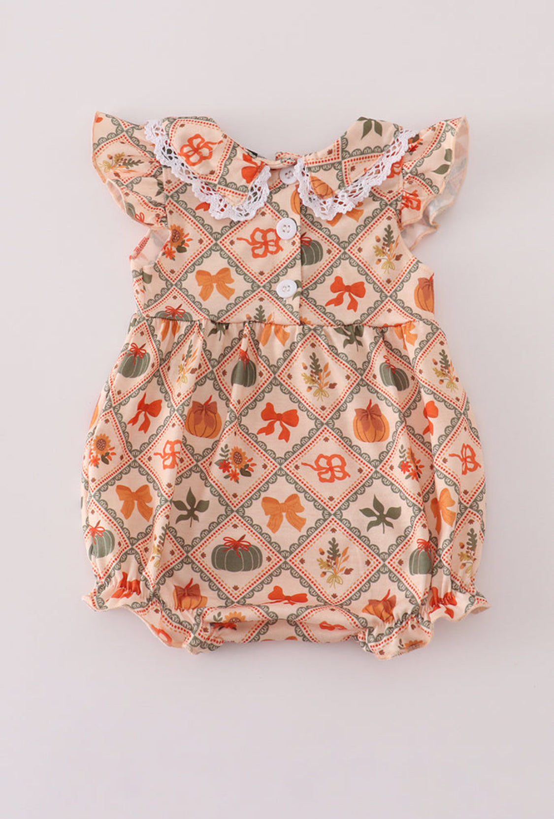 Green Pumpkin Bow Print Girl Bubble