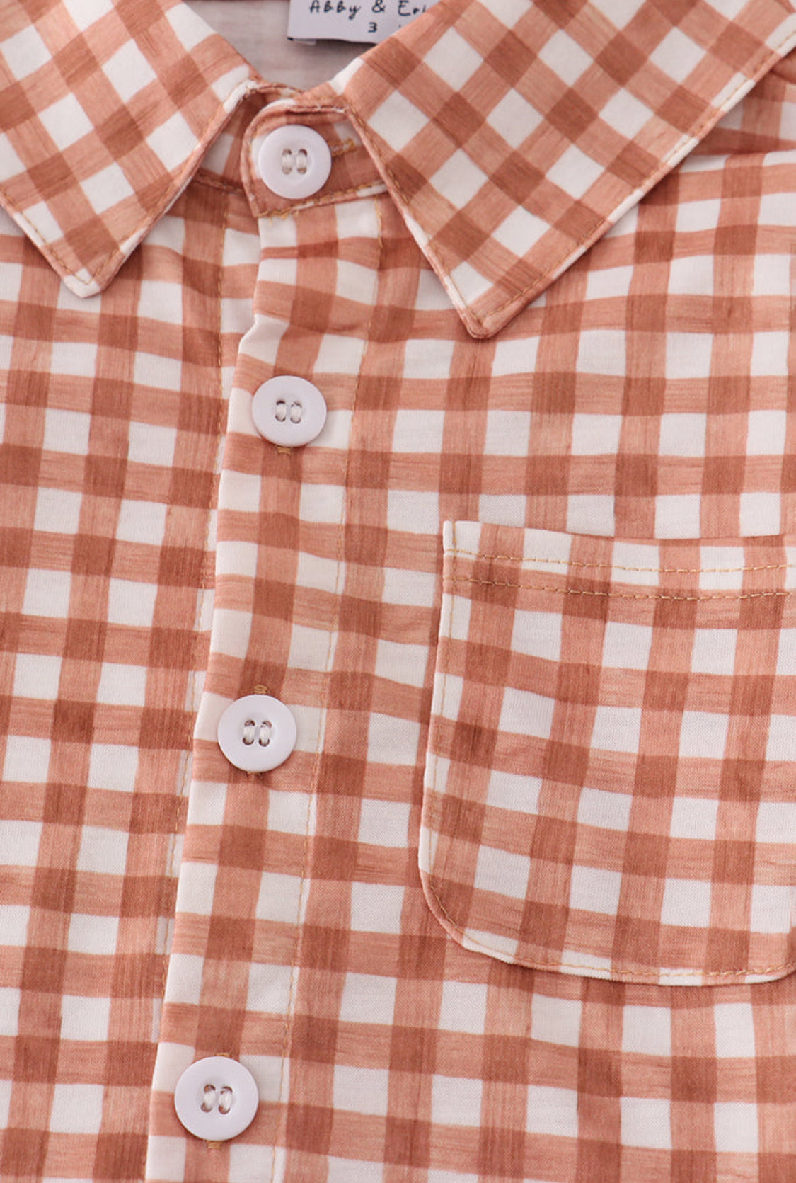 Orange Checkered Button Down Boy’s Top