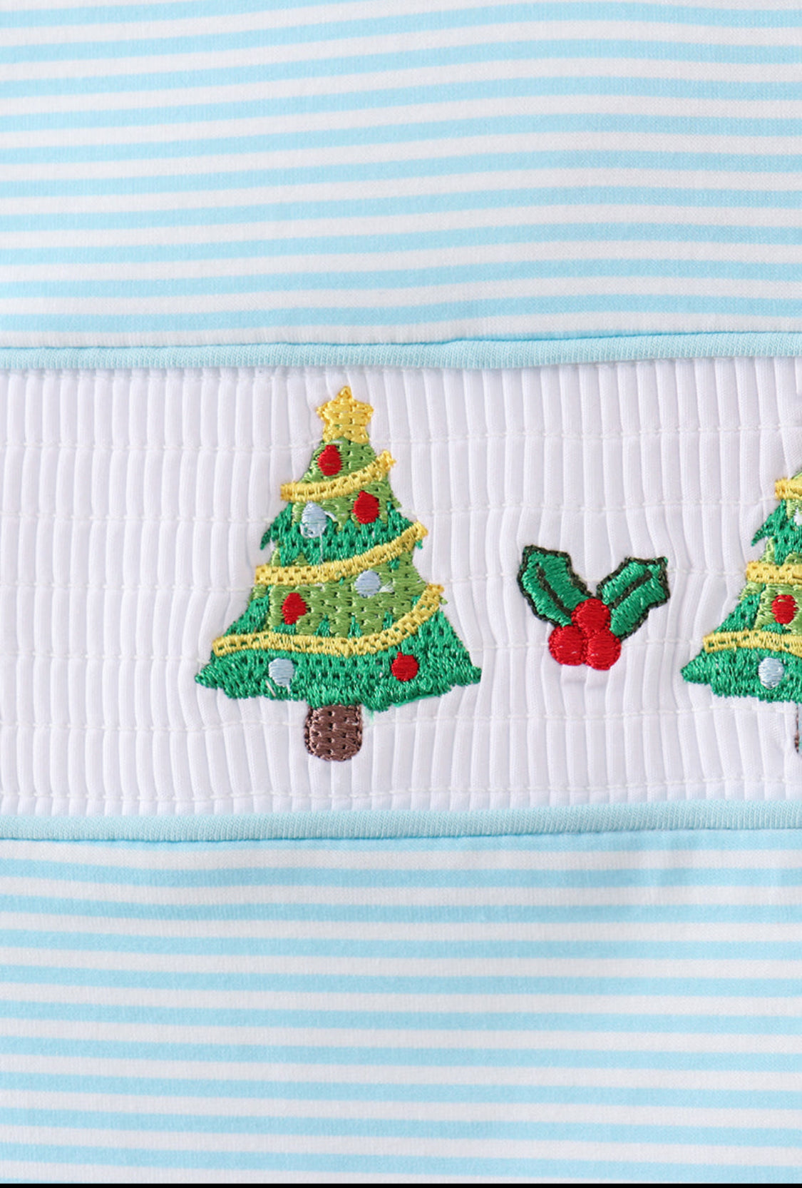 Blue Stripe Christmas Tree Boy’s Smocked Top