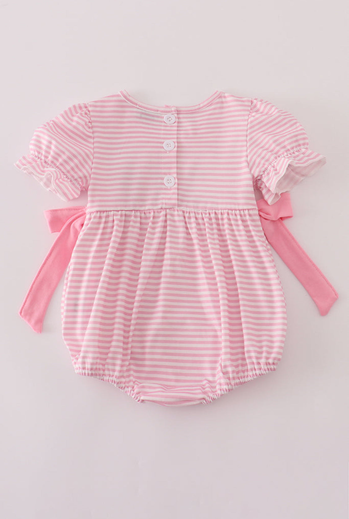Pink Stripe Puppy Embroidery Ruffle Girl Bubble