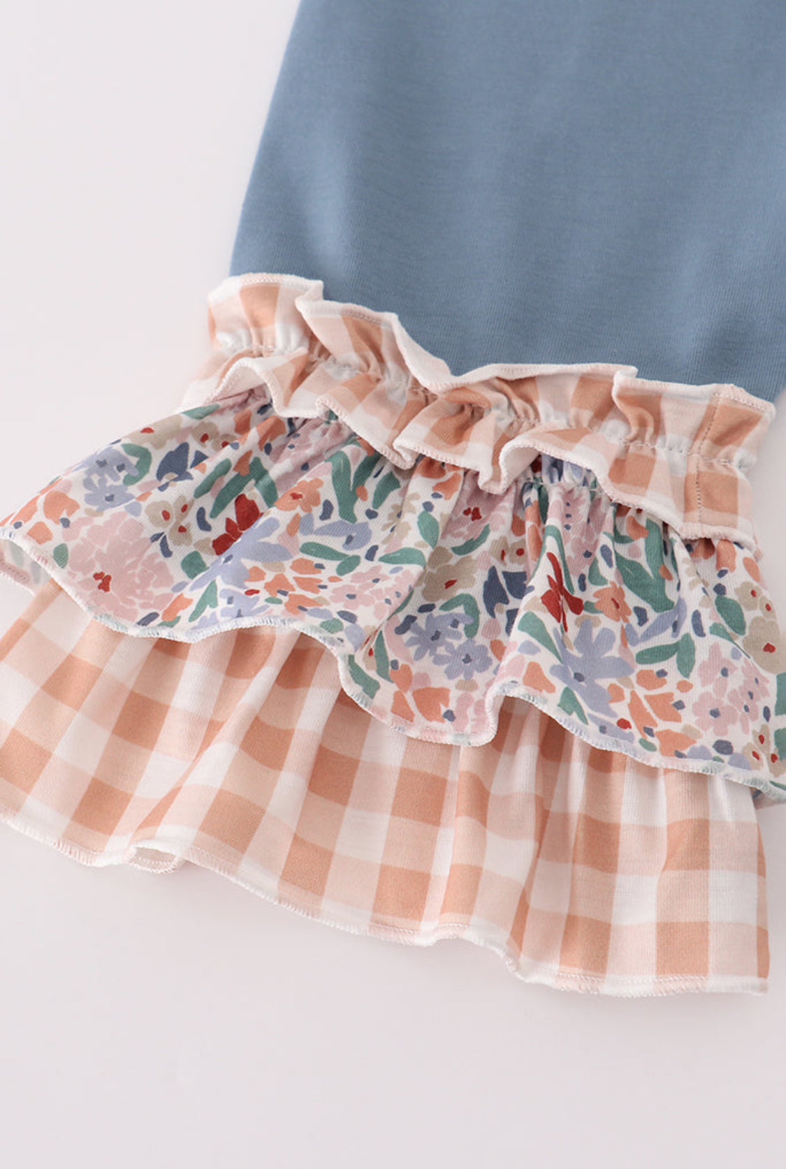 Blue Floral Print Ruffle Girl’s Pants Set