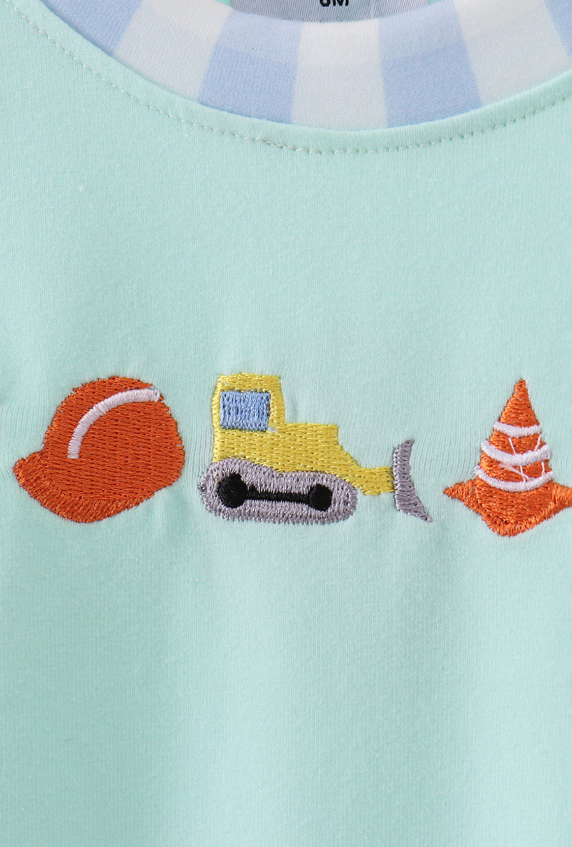 Green Vehicle Embroidery Boy’s Romper