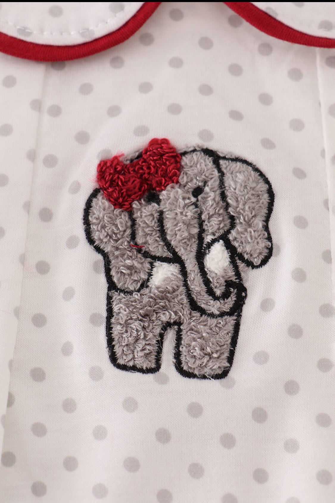 Alabama Polka Dot Elephant French Knot Girl’s Romper