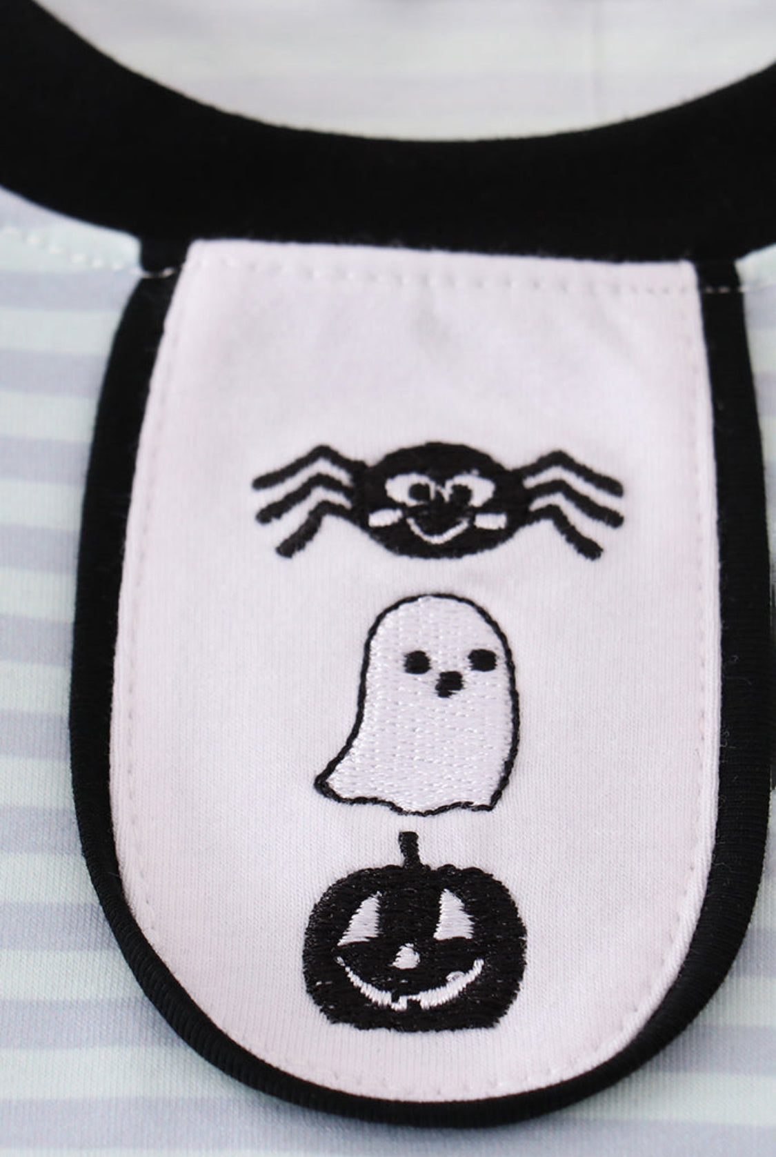 Blue Halloween Spider Embroidery Stripe Boy’s Pants Set