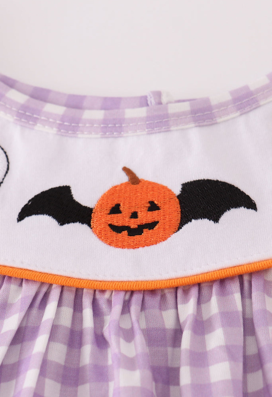 Purple Halloween Pumpkin Ghost Embroidery Dress