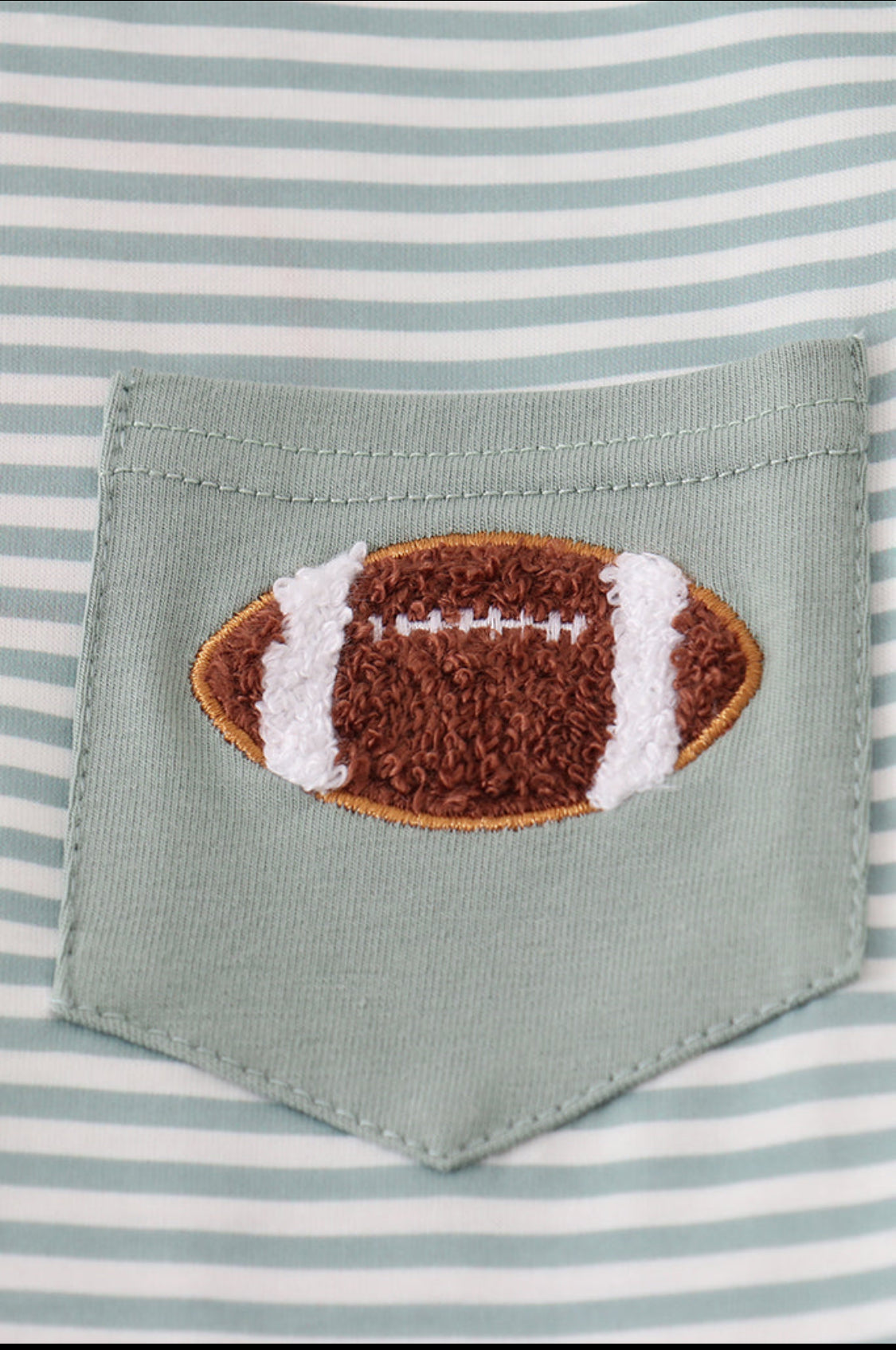 Sage Stripe Football French Knot Boy’s Pants Set