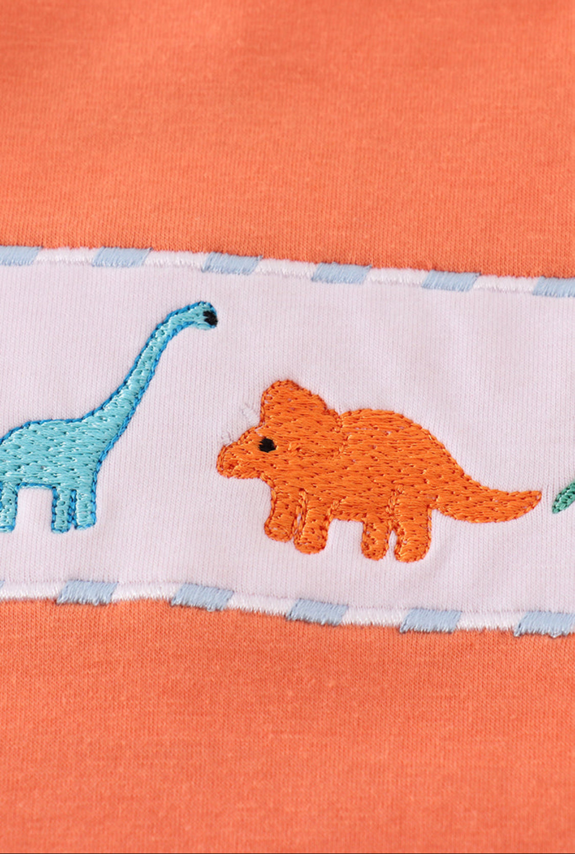 Blue Dinosaur Embroidery Gingham Boy’s Short Set