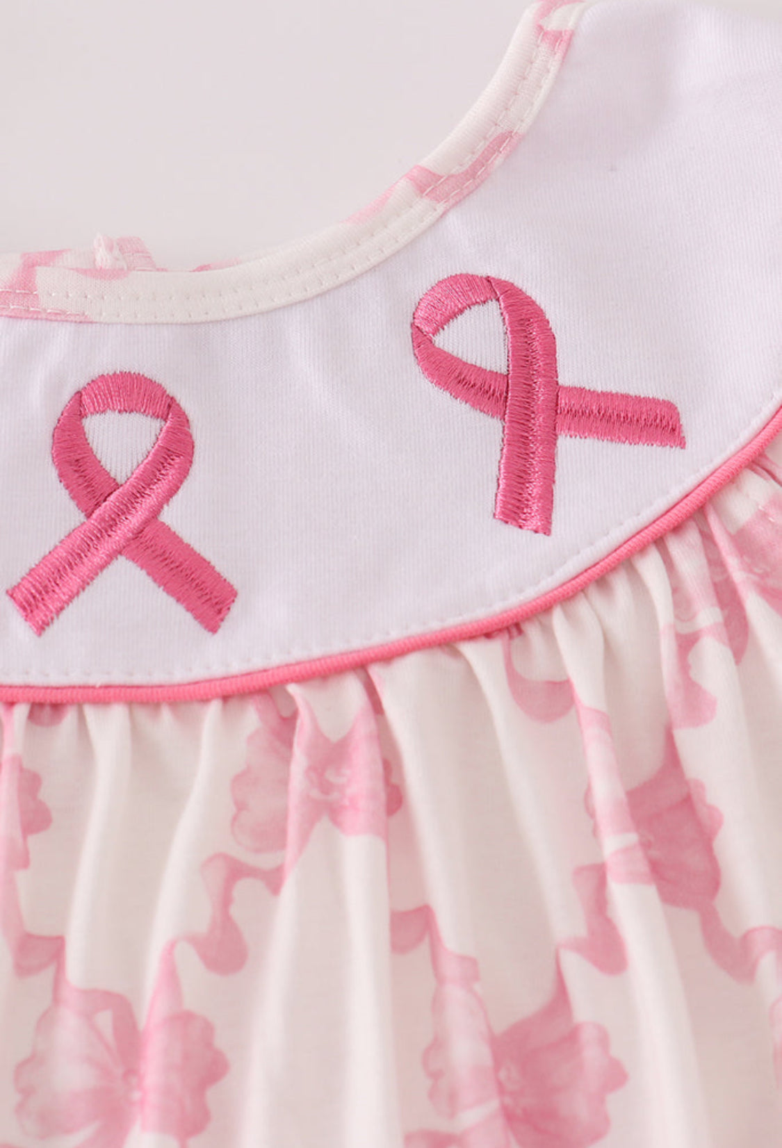 Pink Bow Tie Embroidery Ruffle Short Set