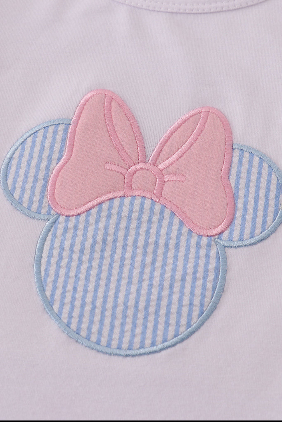 Blue Character Appliqué Bow Girl’s Ruffle Short Set