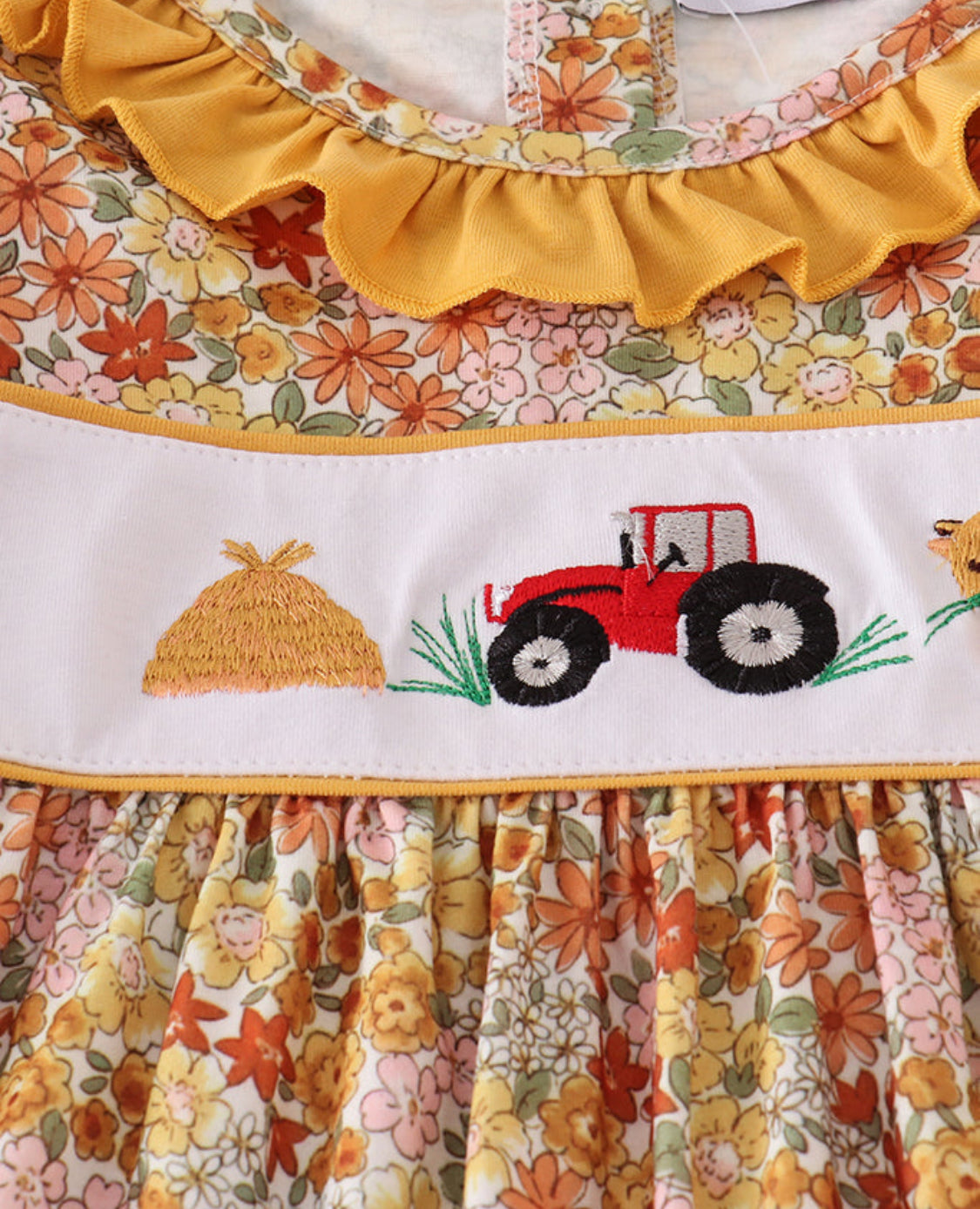 Highland Cow Embroidery Ruffle Pants Set