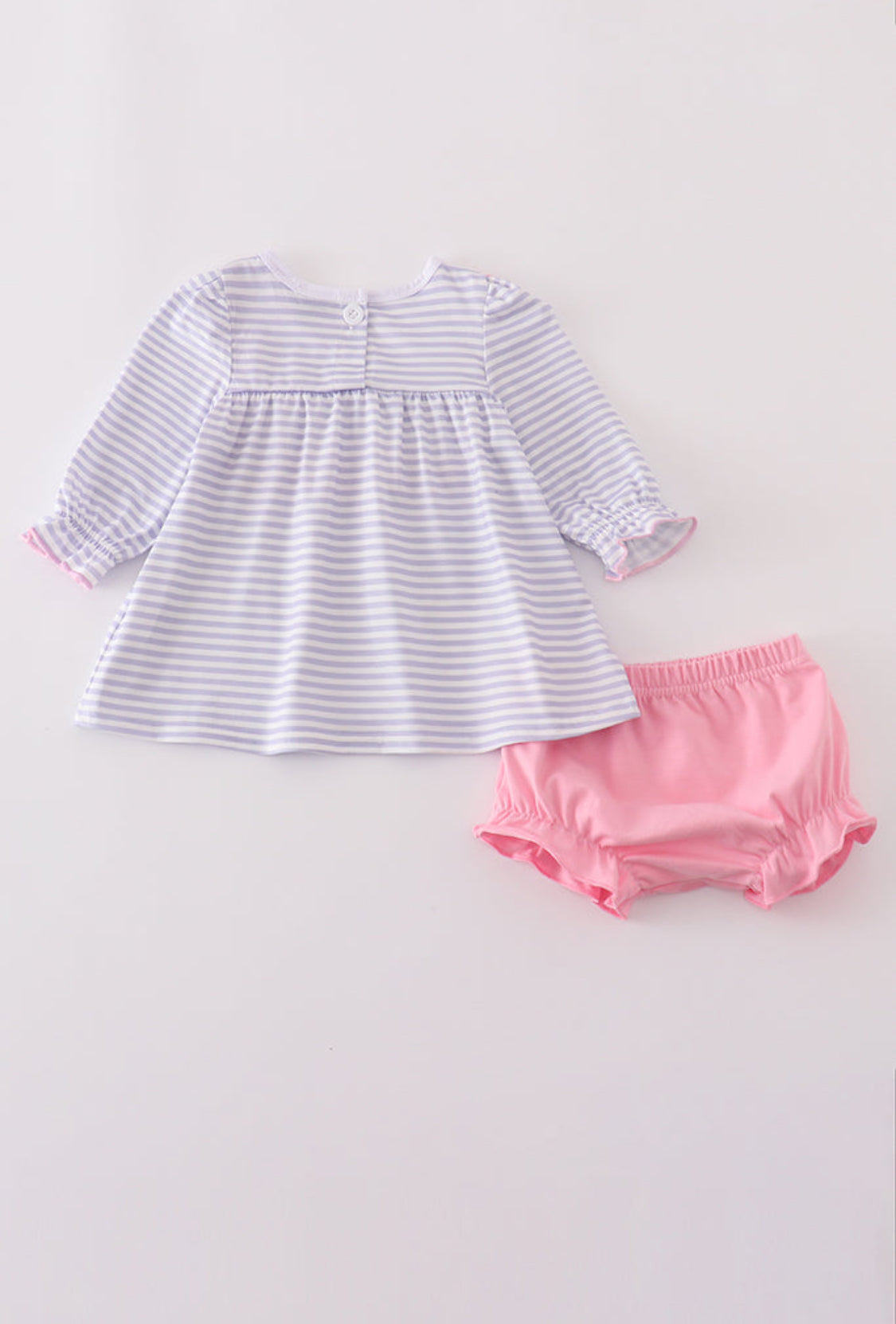 Purple Puppy French Knot Stripe Girl’s Bloomer Set