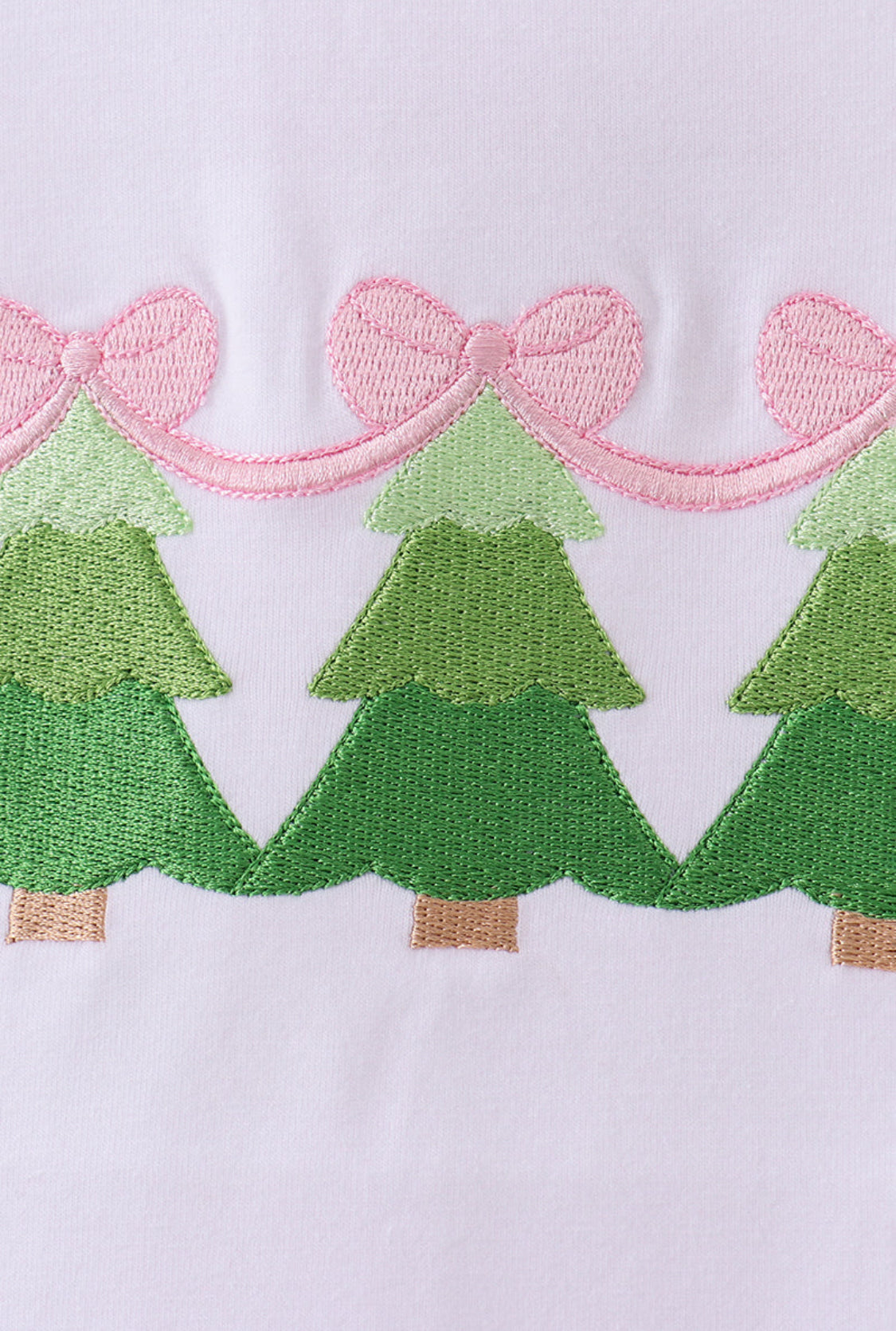 Pink Christmas Tree Embroidery Girl’s Pants Set