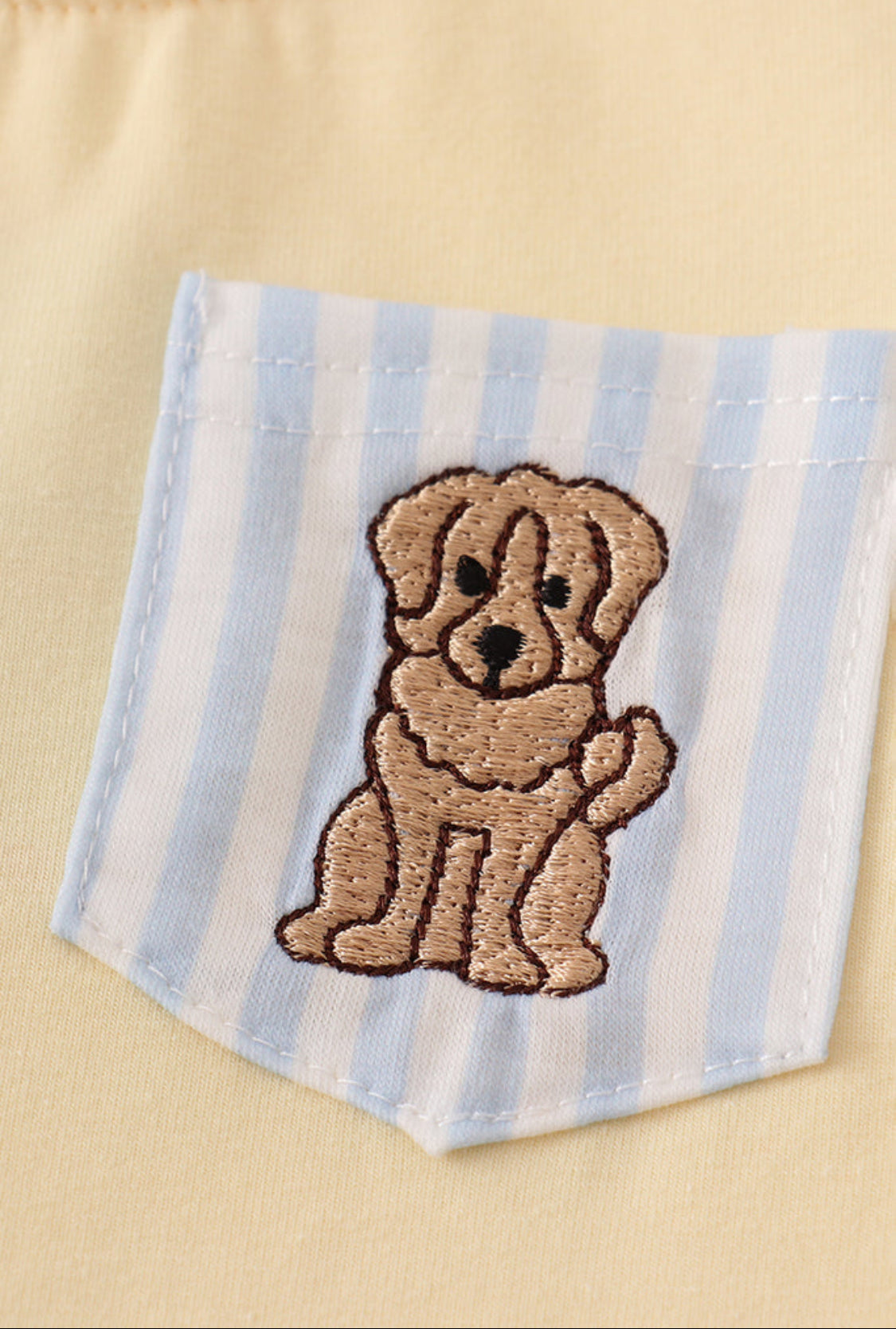 Blue Stripe Puppy Embroidery Boy’s Bloomer Set