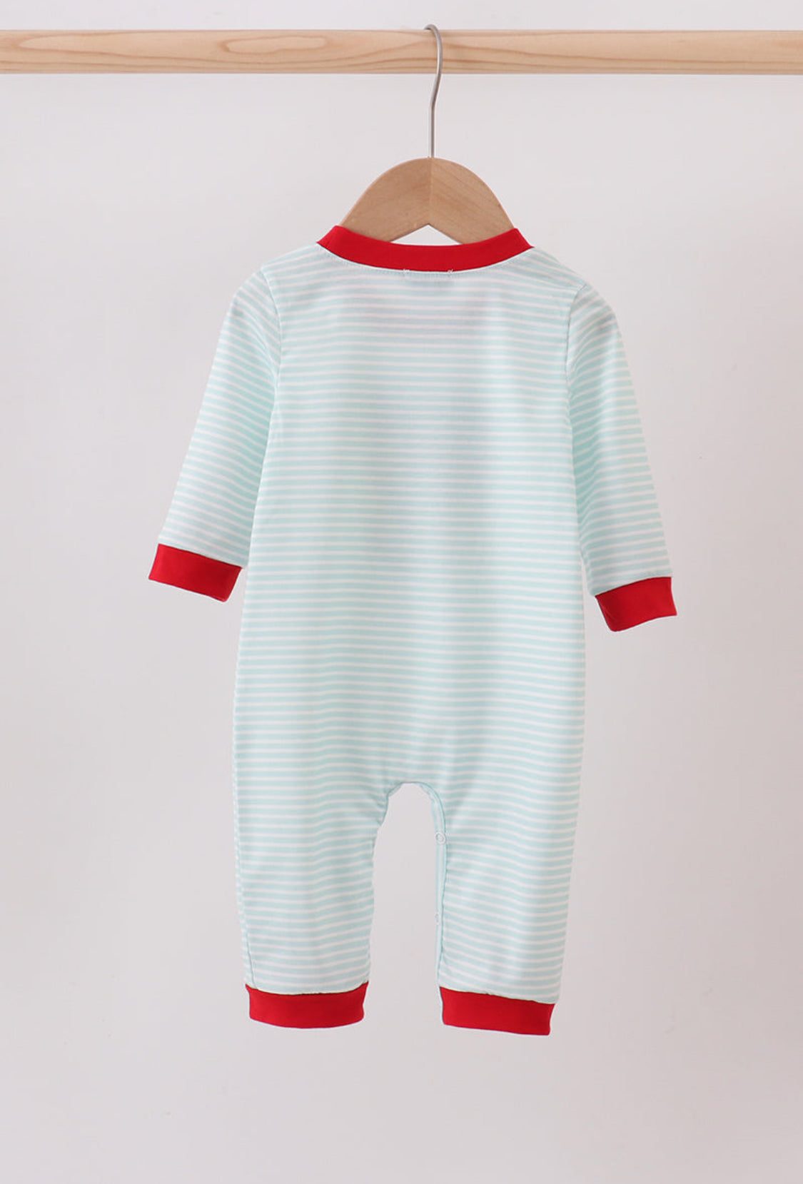 Blue Reindeer Applique Stripe Boy’s Romper