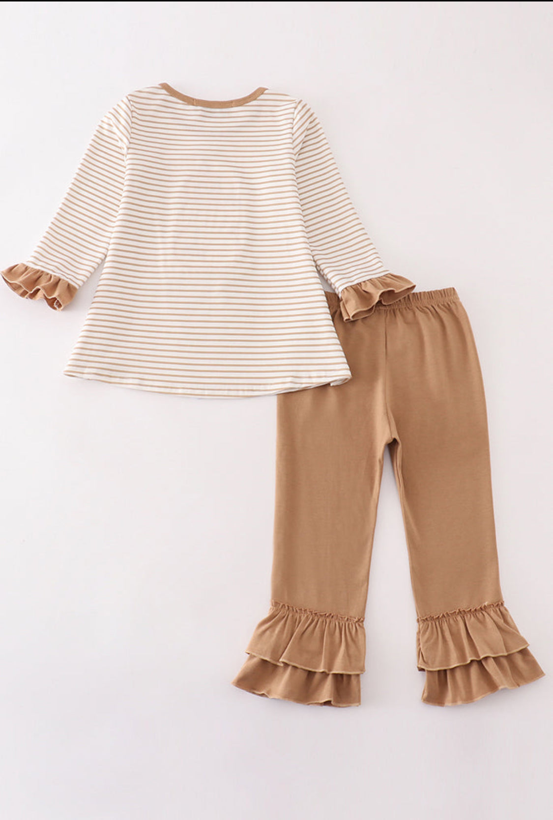 Khaki Stripe Pumpkin Glitter Girl’s Pants Set