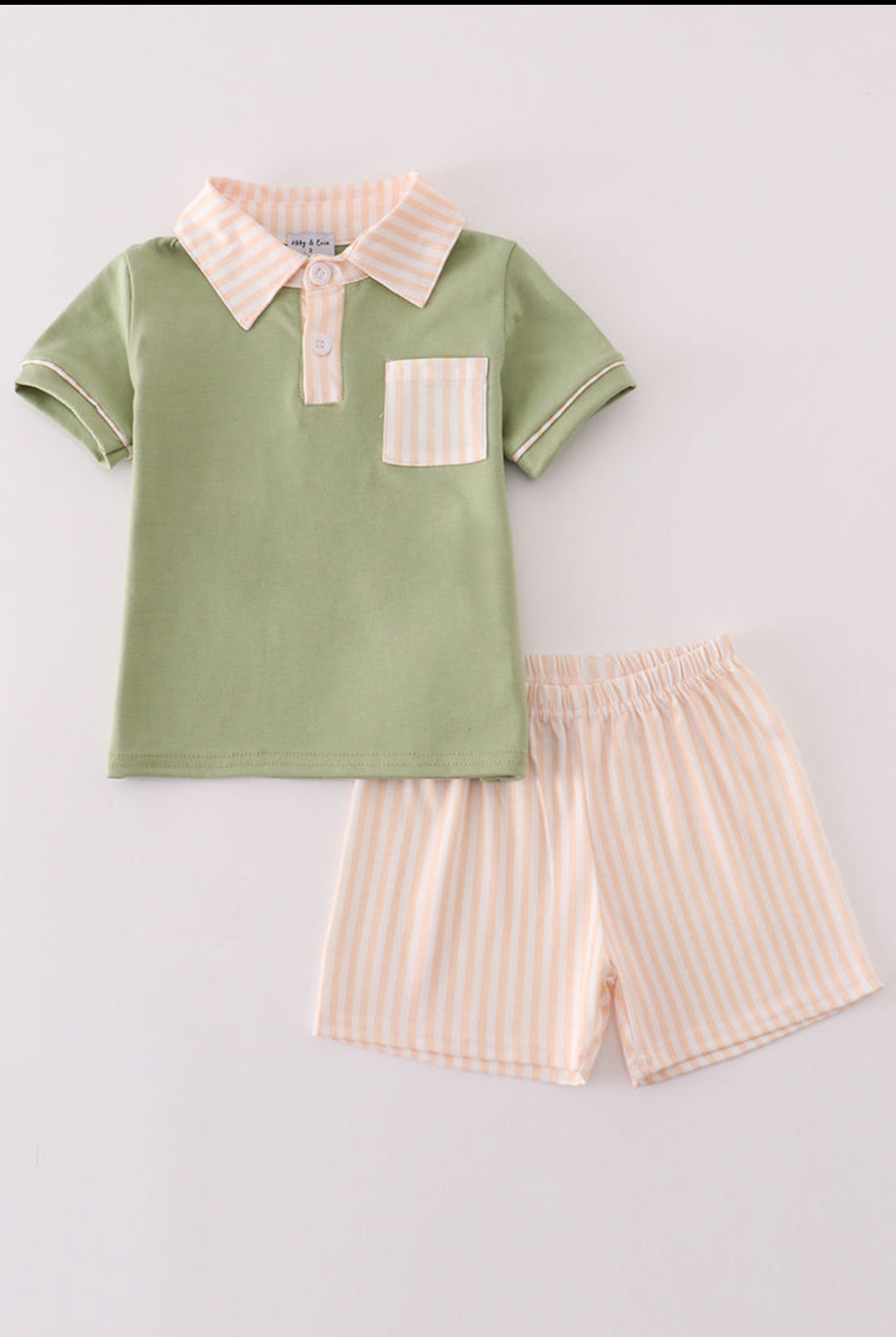 Sage Stripe Boy Set