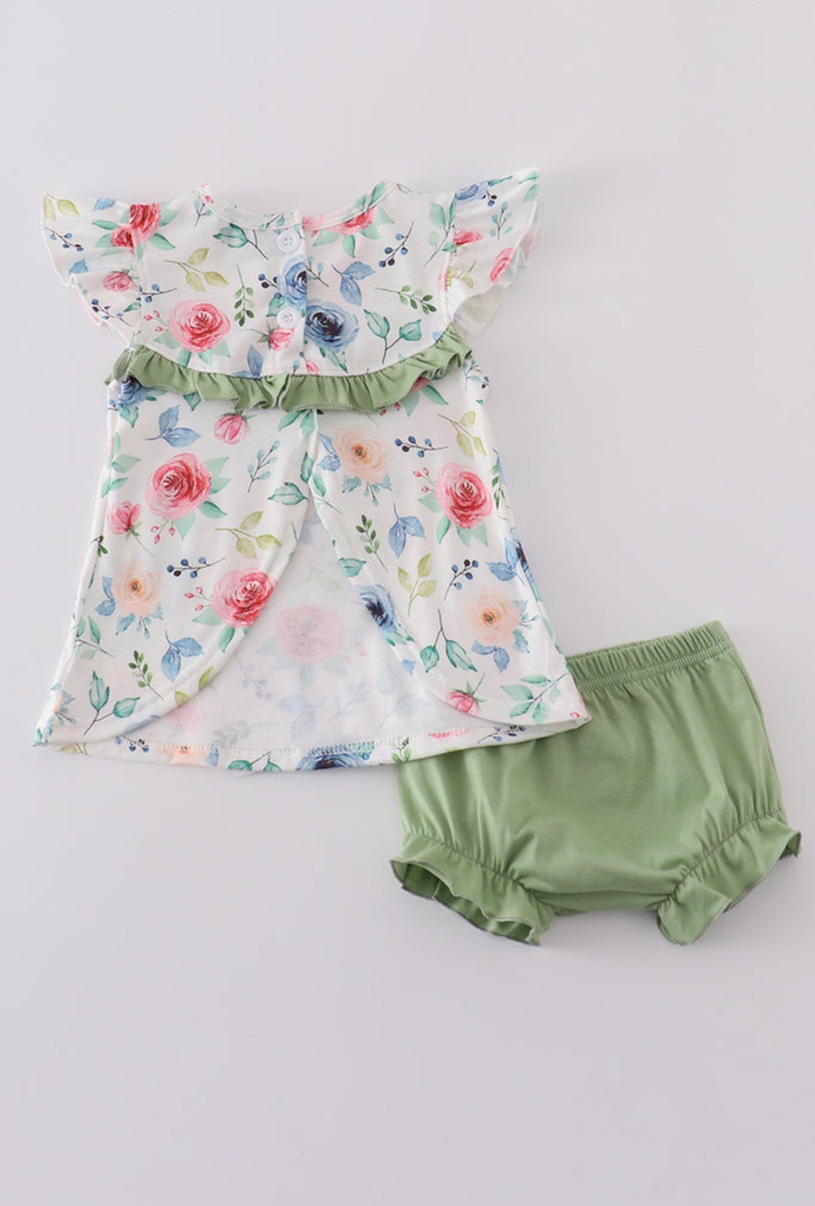 Green Garden Rose Girl’s Bloomer Set