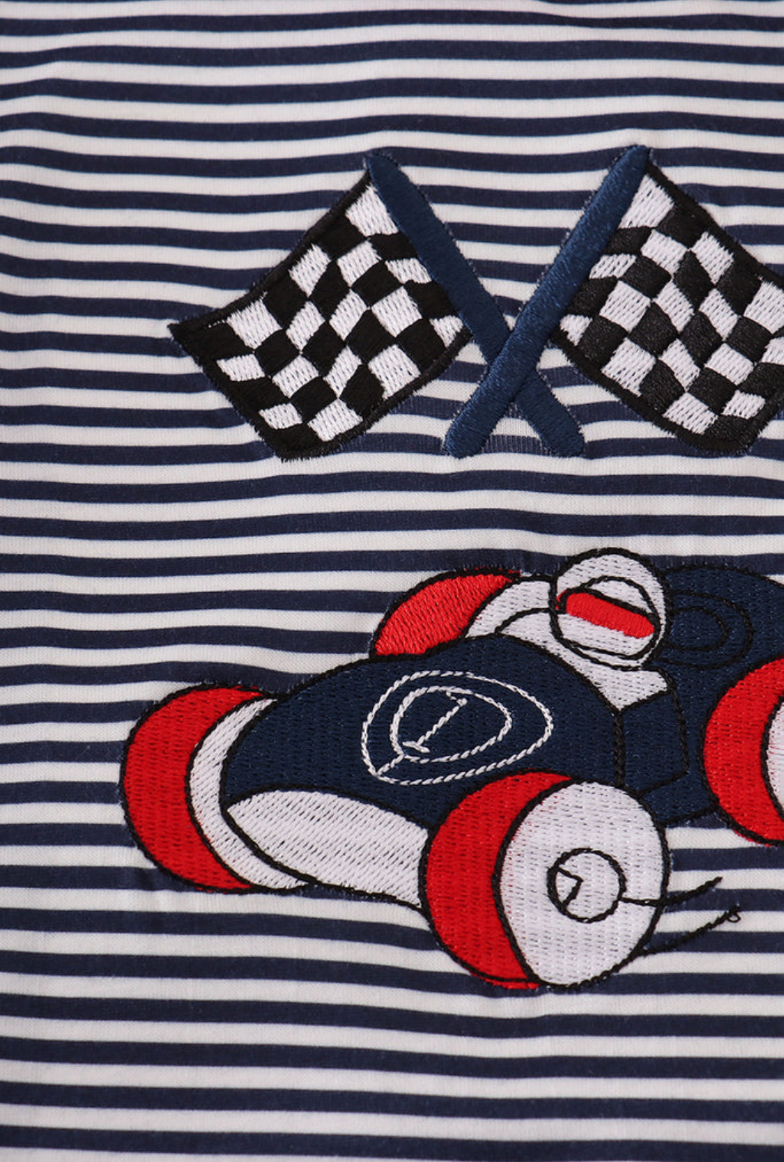 Navy Stripe Racing Car Embroidery Boy’s Bubble