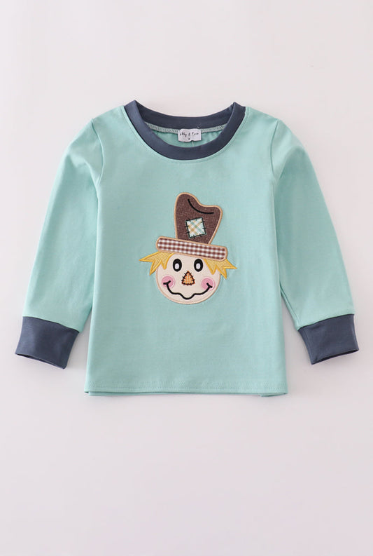 Green Scarecrow Appliqué Boy’s Top