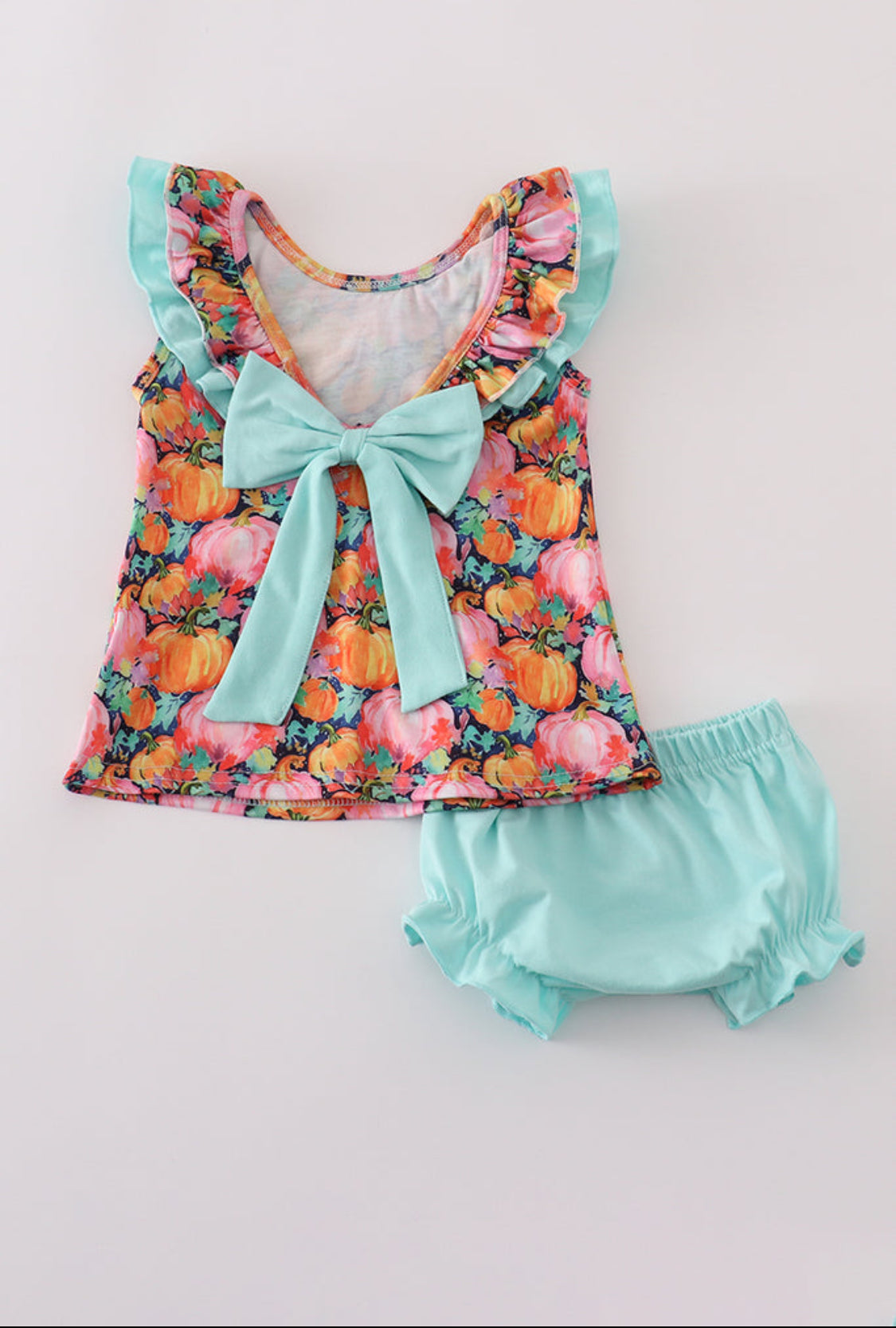 Pink Pumpkin Print Ruffle Girl’s Bloomer Set