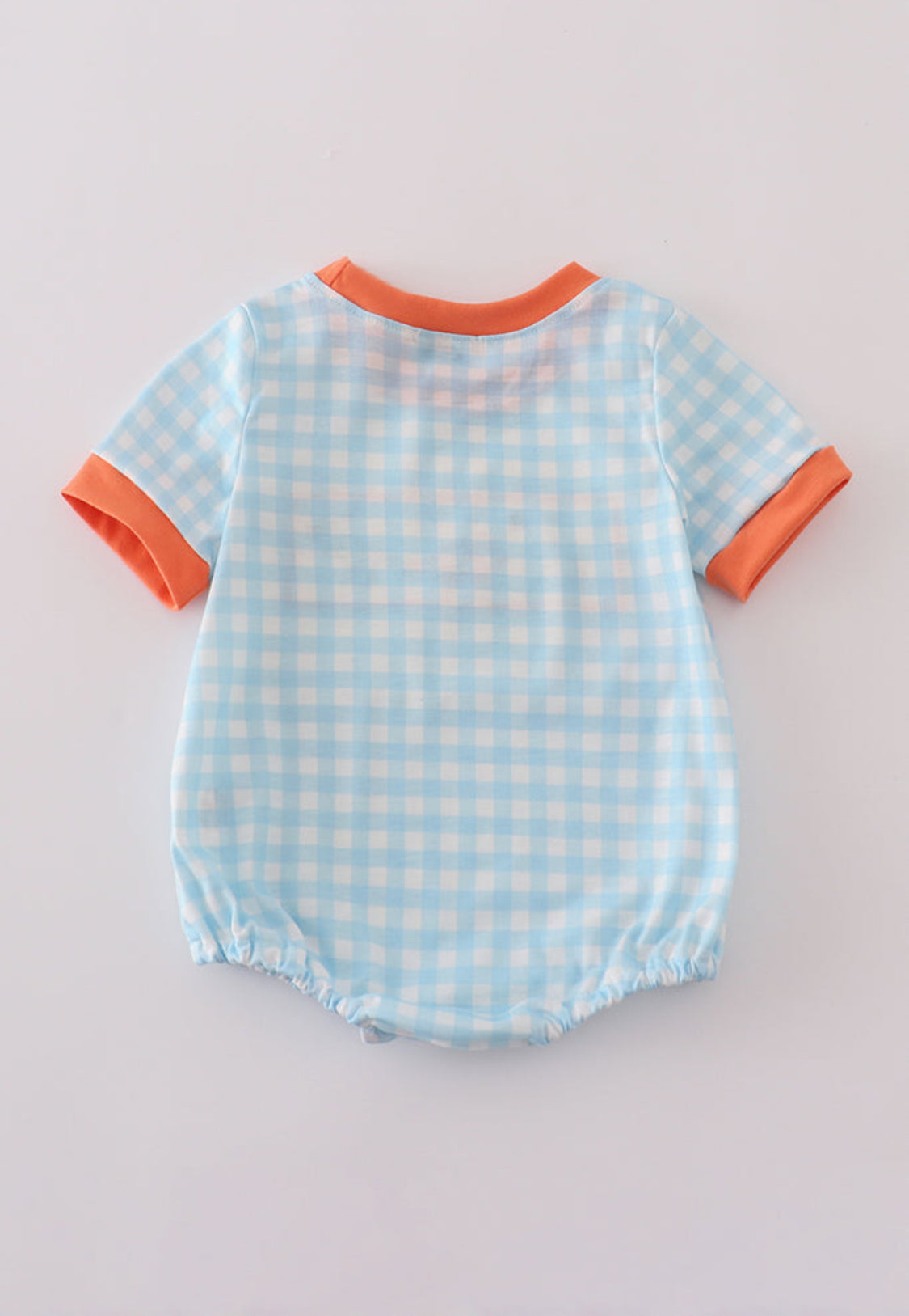 Blue Dinosaur Embroidery Gingham Boy’s Bubble