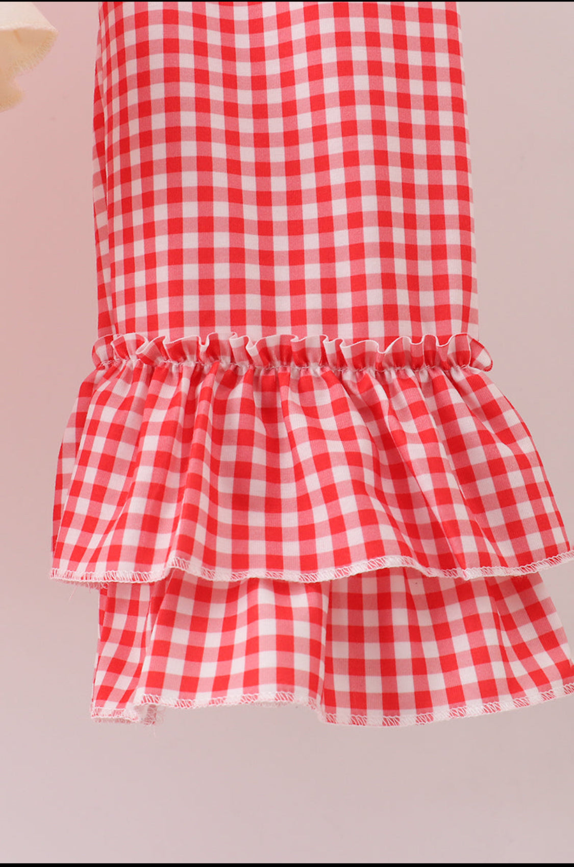 Beige Reindeer Sequin Ruffle Girl’s Pants Set