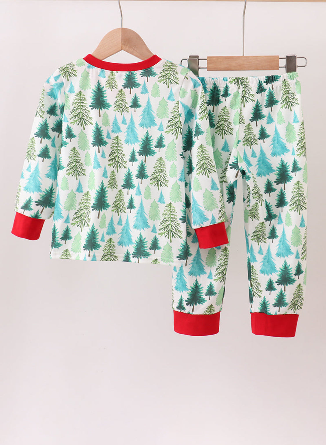 Green Christmas Tree Print Boy’s Pajamas Set