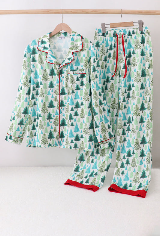Green Christmas Tree Print DAD Pajamas Set