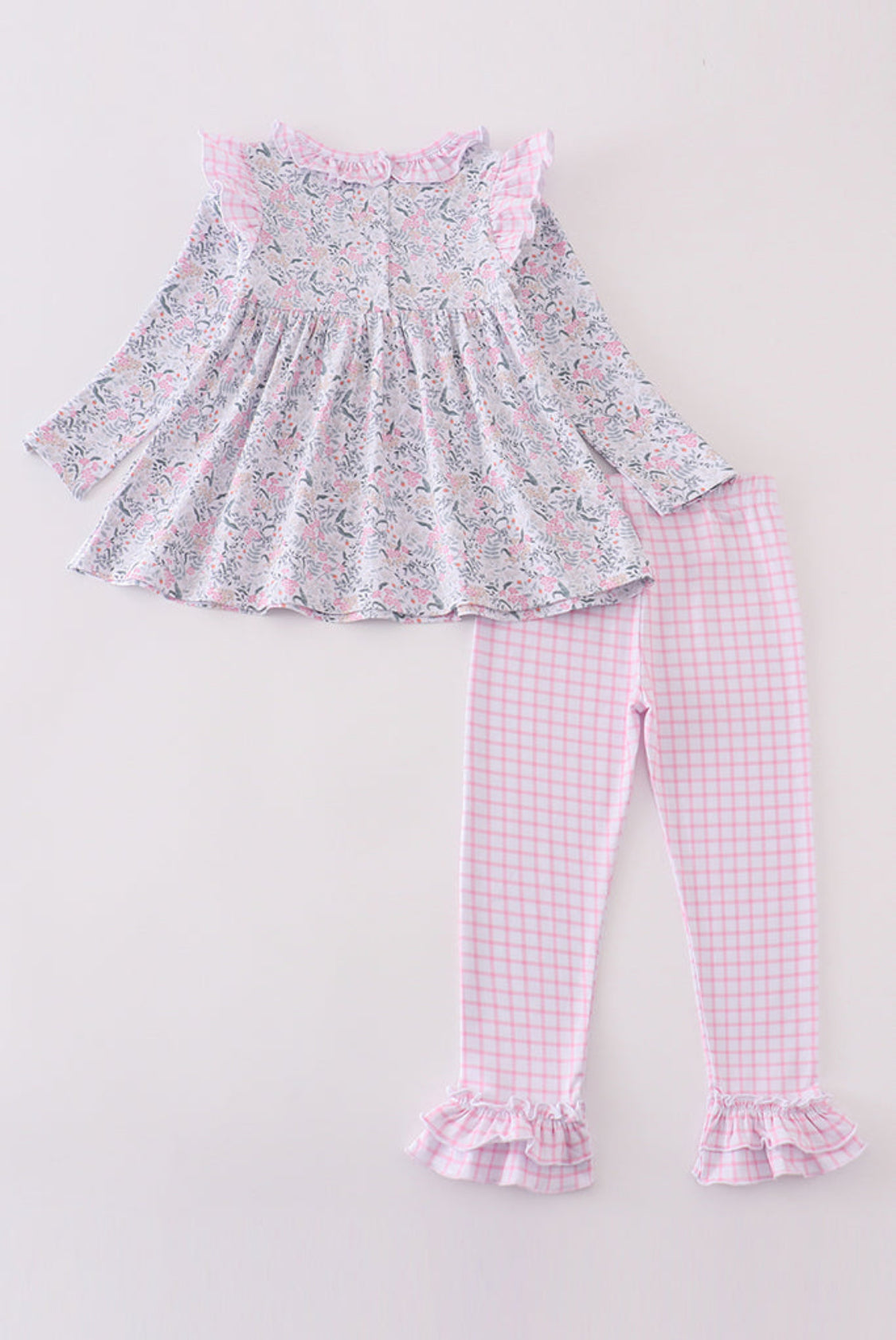 Premium Floral Print Cow Appliqué Girl’s Pant Set