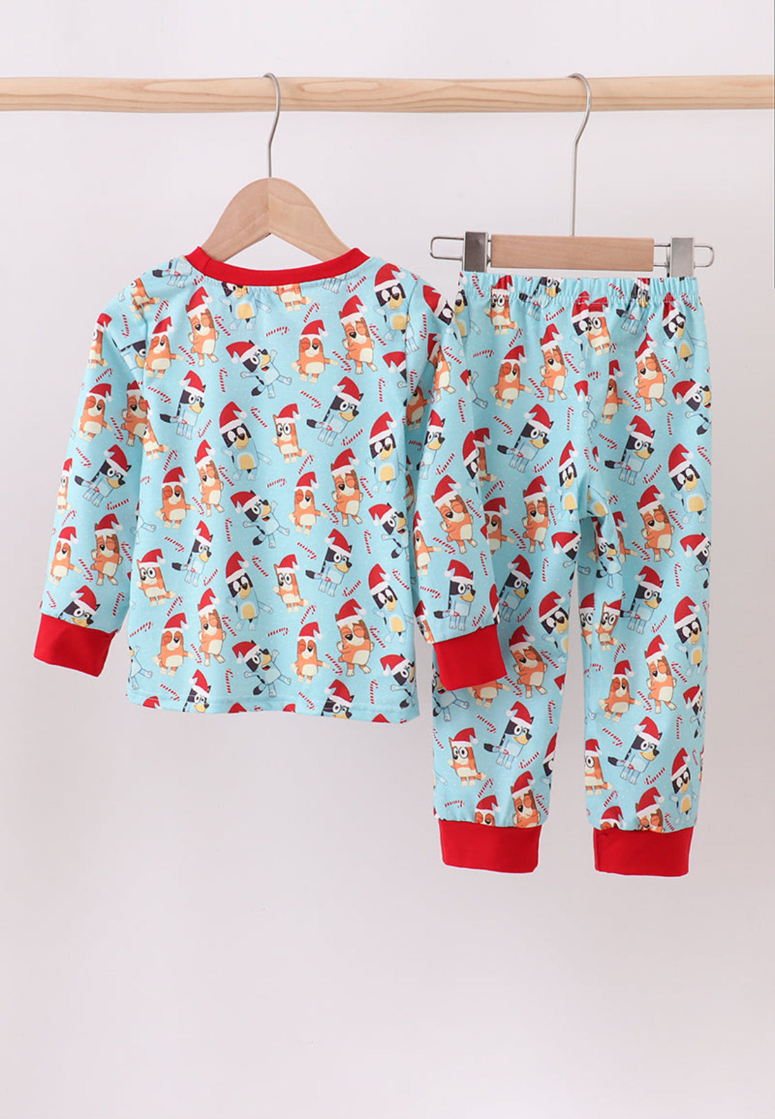 Blue Christmas Character Print Pajamas Boy’s Pants Set