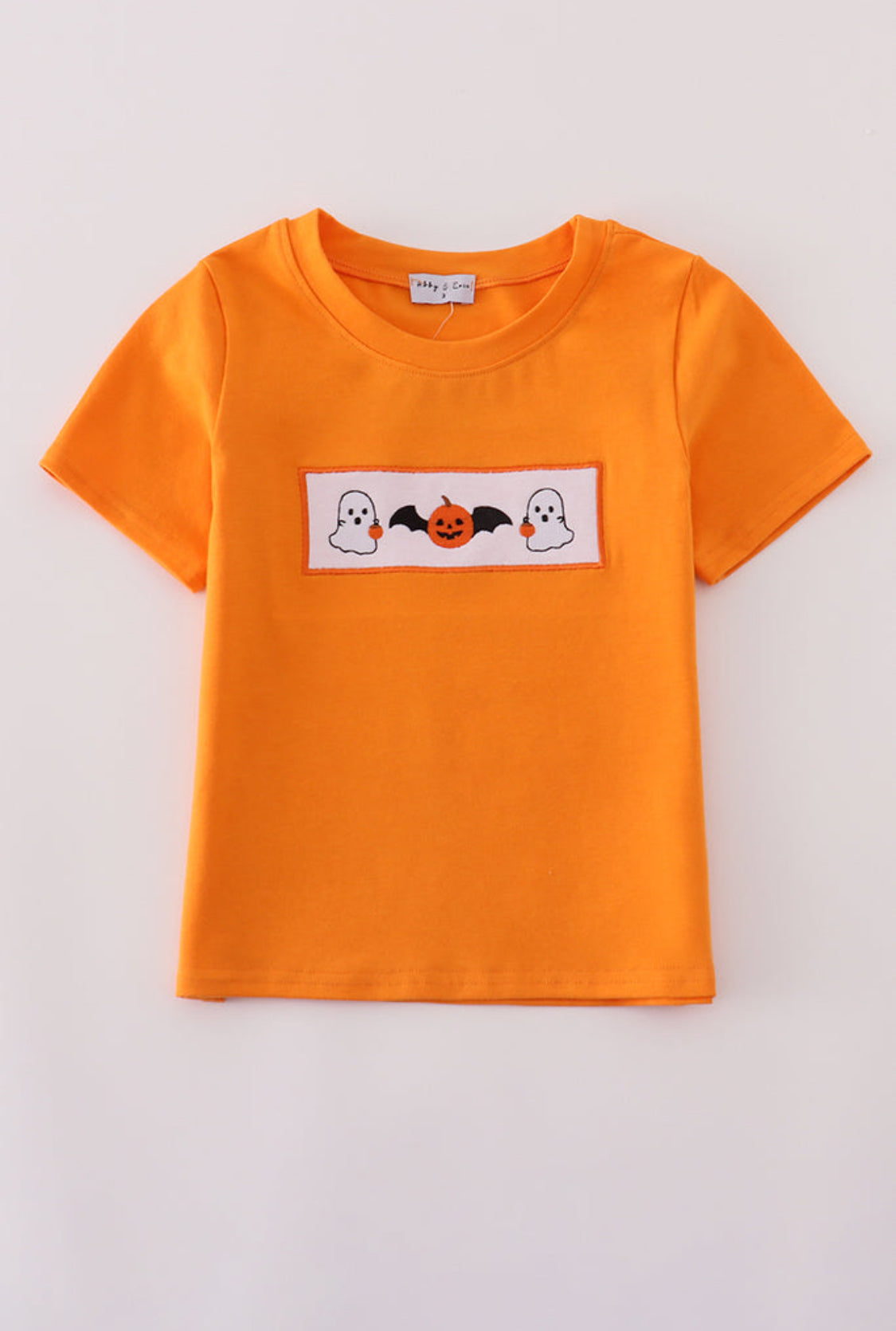 Orange Halloween Pumpkin Ghost Embroidery Unisex Top