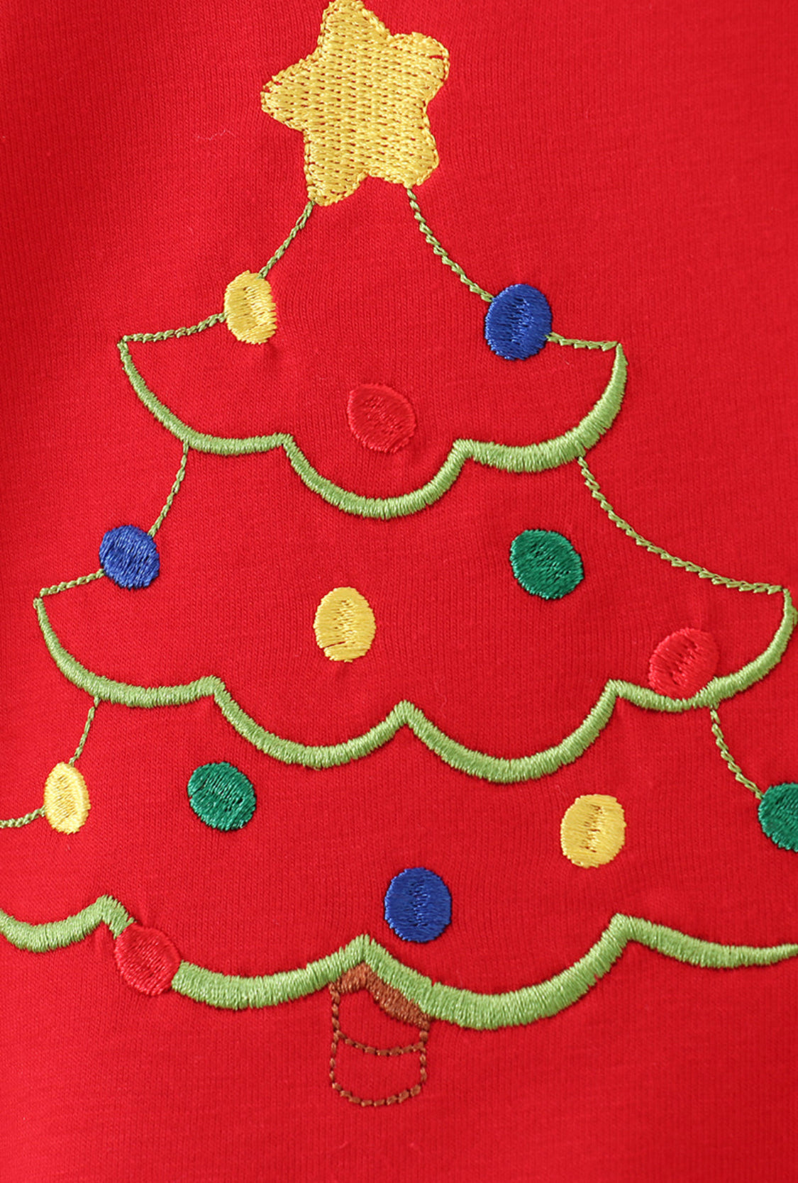Red Tree Embroidery Plaid Ruffle Girl’s Bubble