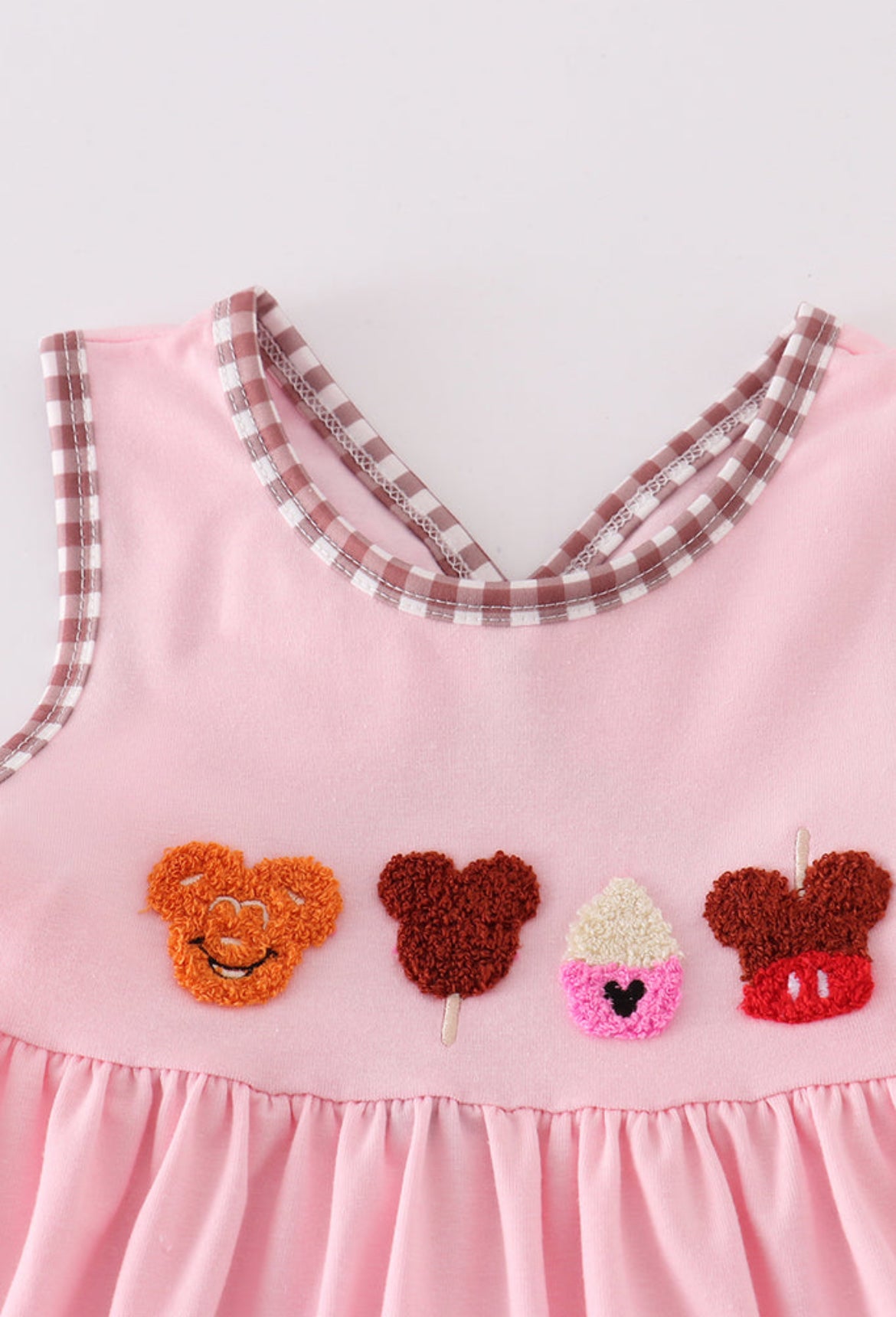 Girl’s Pink Character Ice Cream French Knot Dress