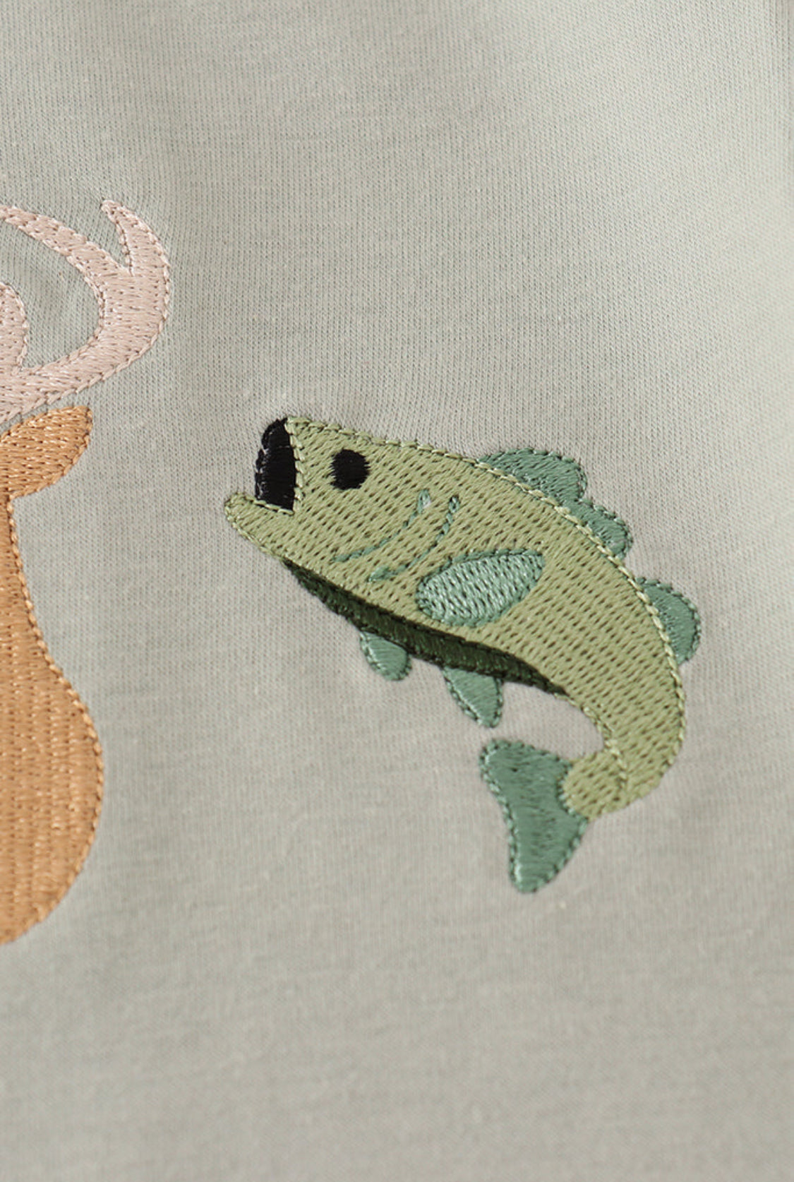 Blue Dog Deer Embroidery Boy’s Romper