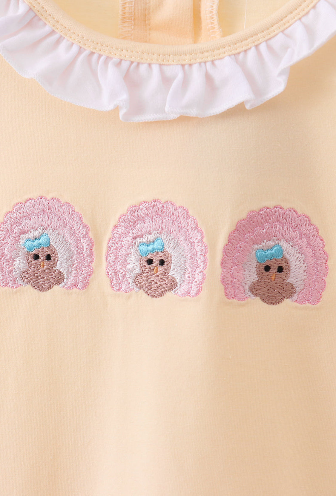 Beige Turkey Embroidery Ruffle Dress