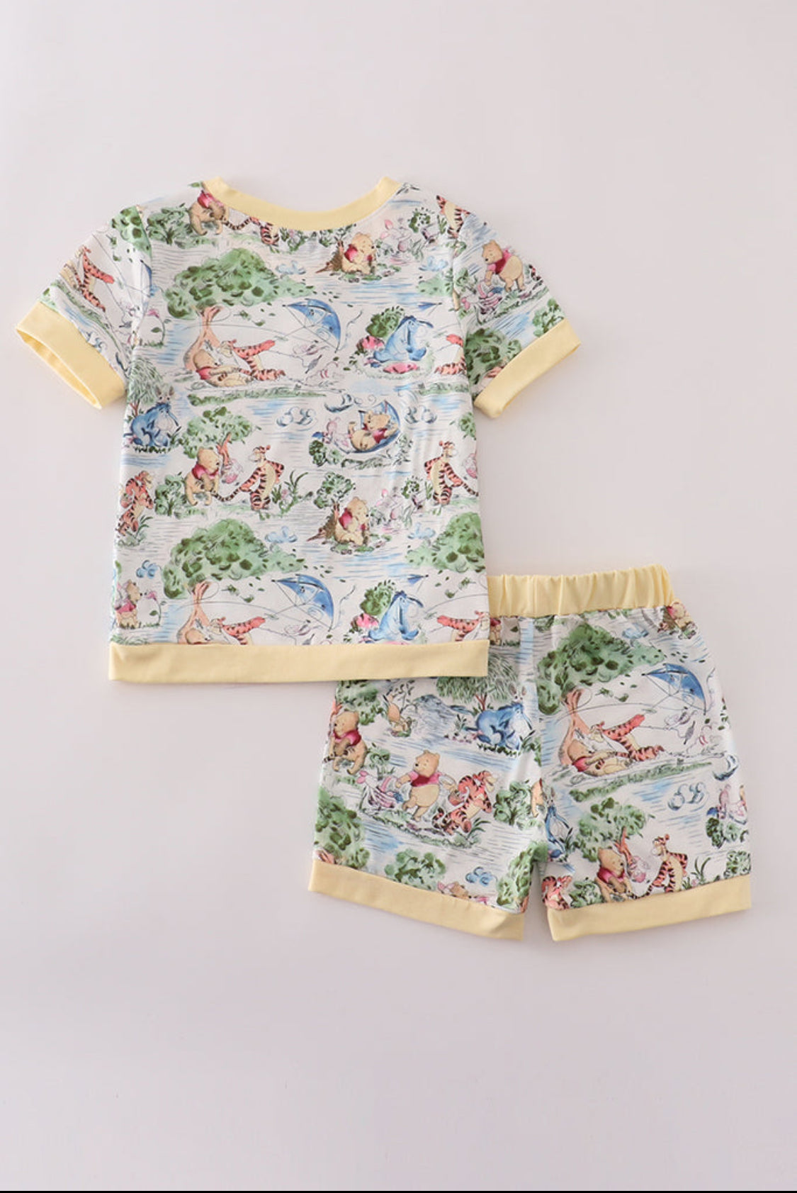 Yellow Character Print Boy’s Short Set