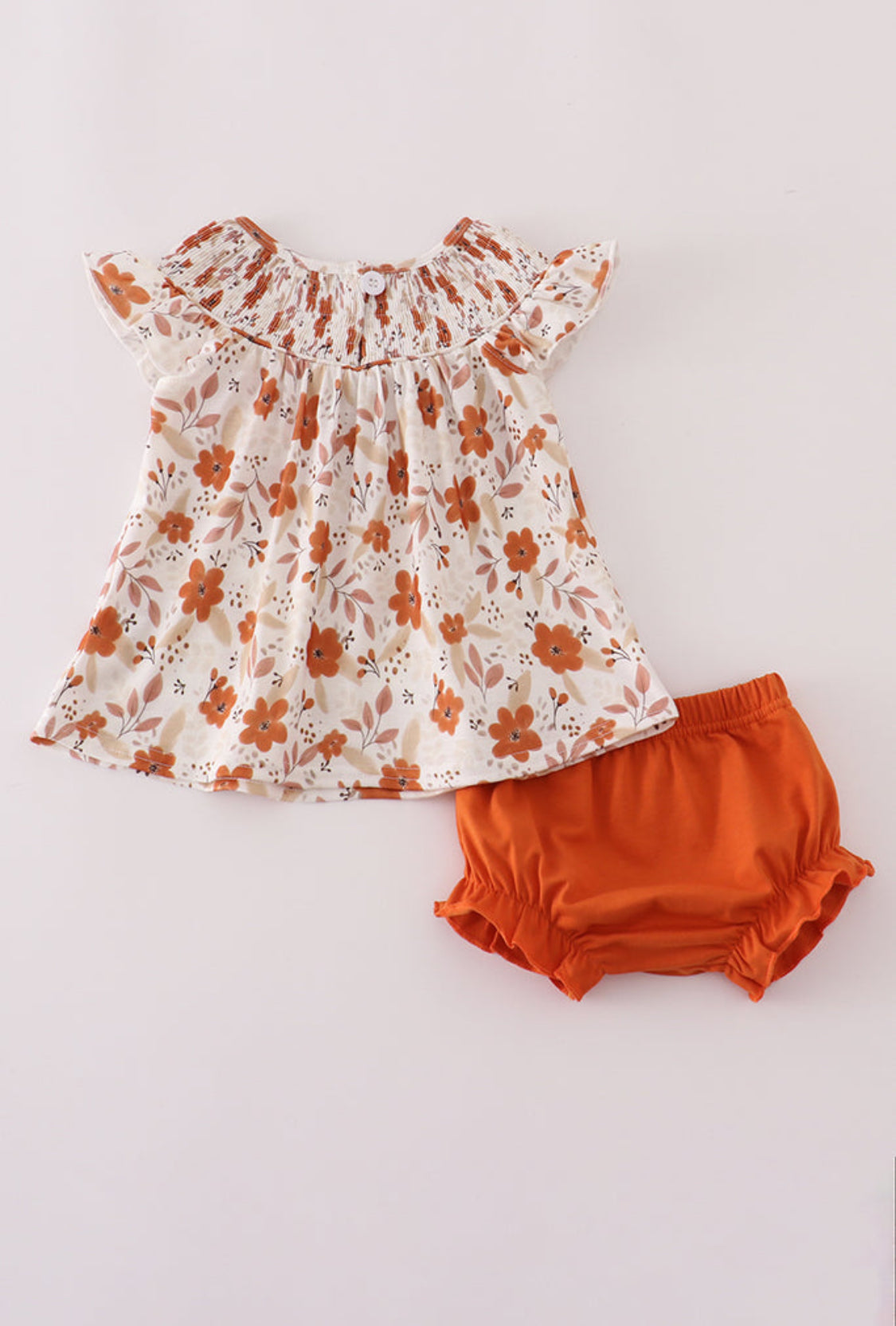 Fall Floral Print Smocked Girl’s Bloomer Set