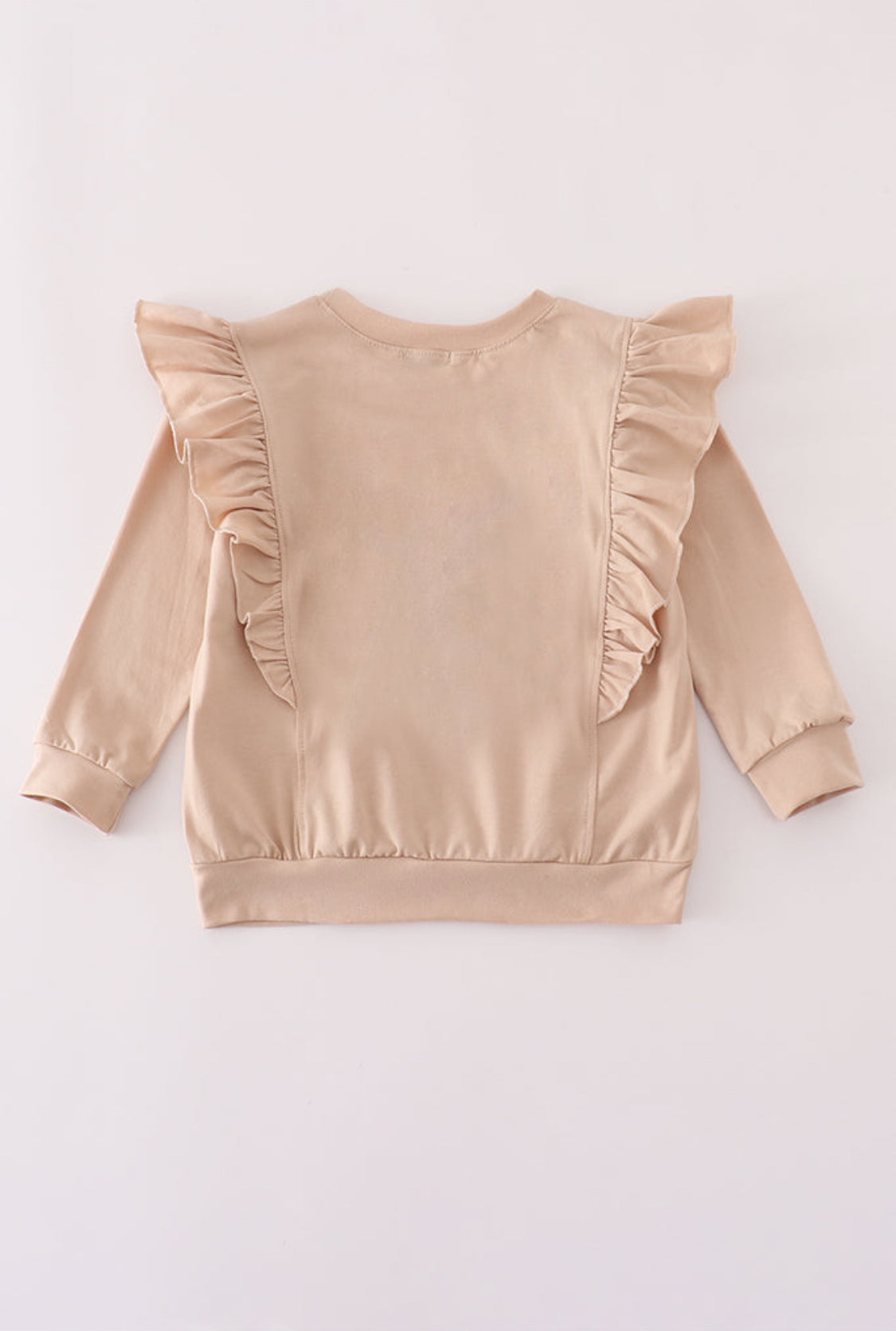 Beige Turkey French Knot Ruffle Girl’s Top