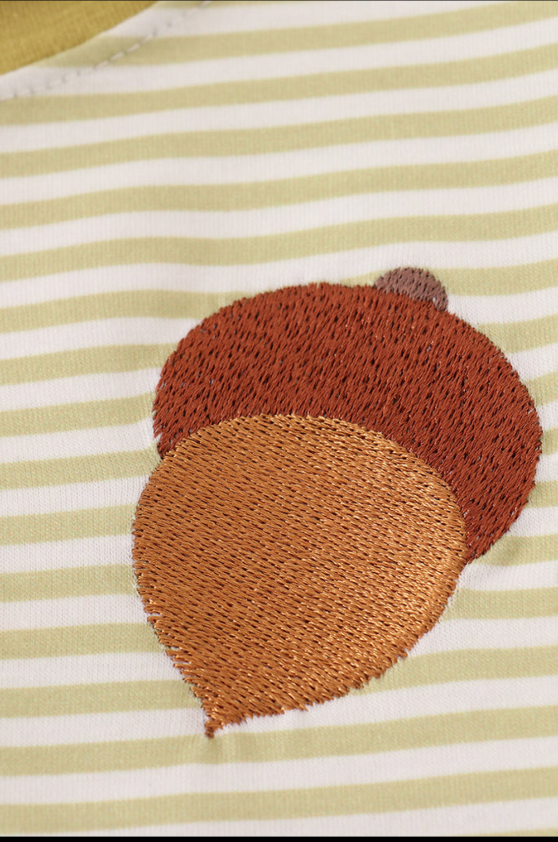 Green Pinecone Embroidery Stripe Boy’s Top