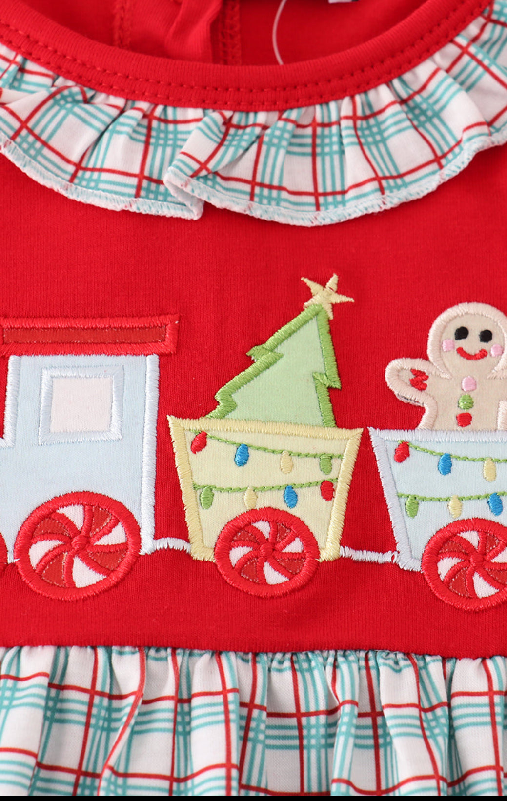 Red Gingerbread Appliqué Ruffle Dress