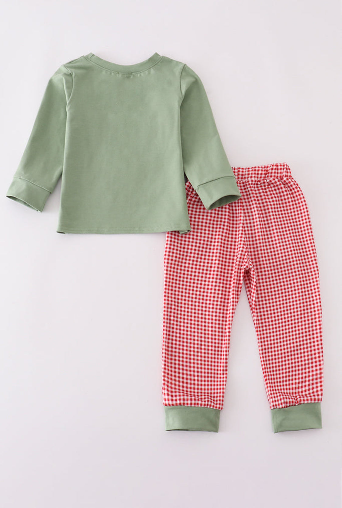 Green Reindeer Embroidery Boy’s Pants Set