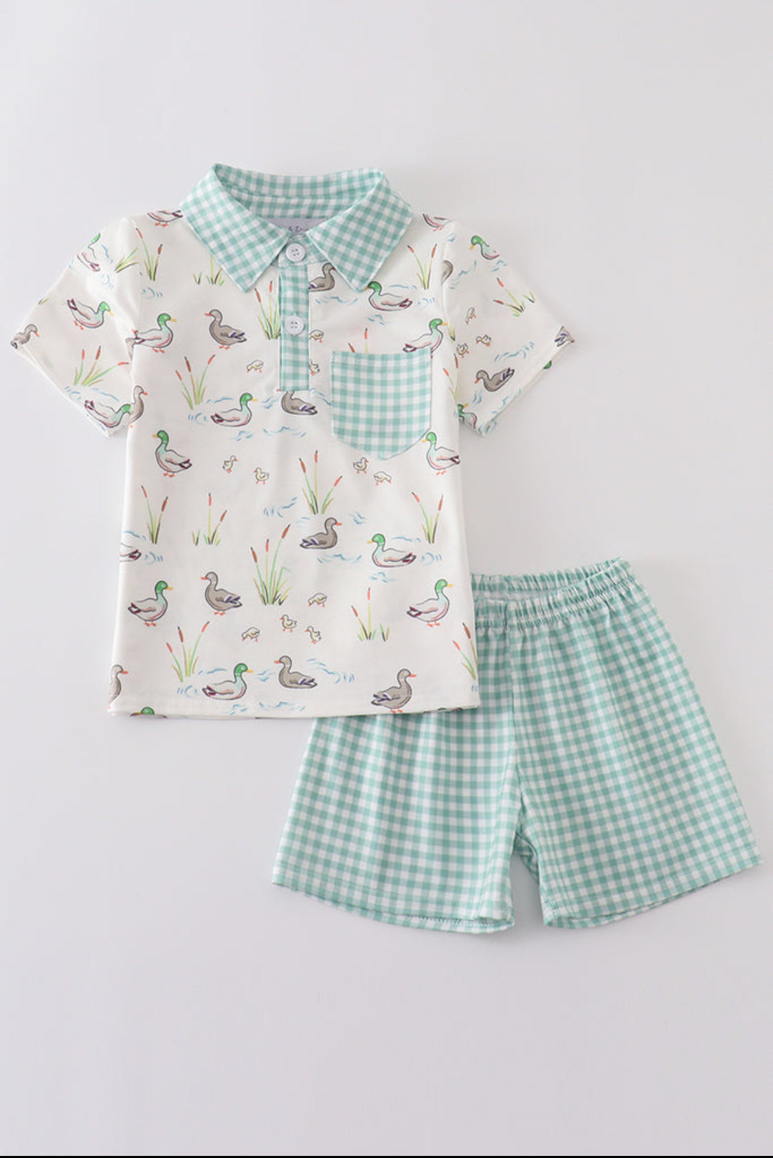 Sage Duck Boy Shorts Set