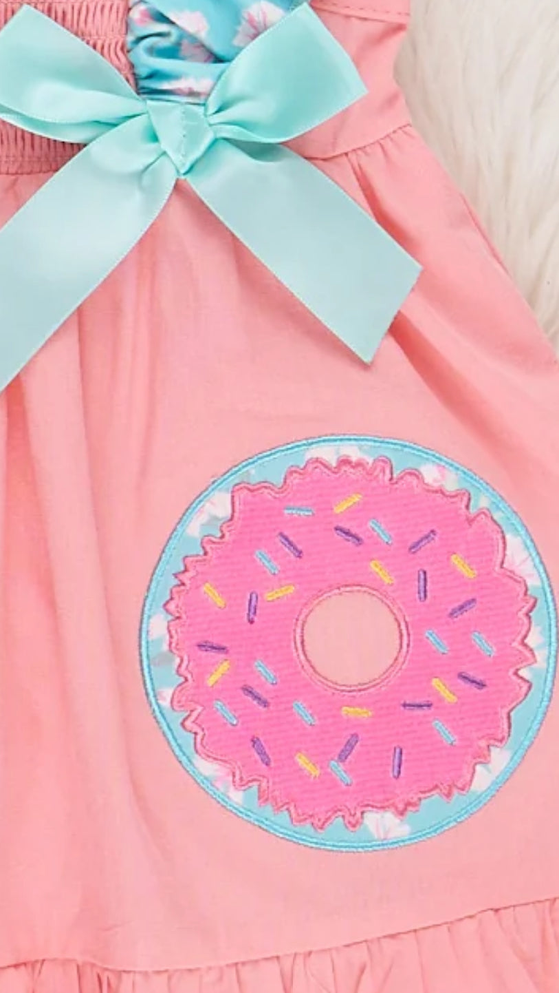Embroidered Donut Smocked Ruffle Dress