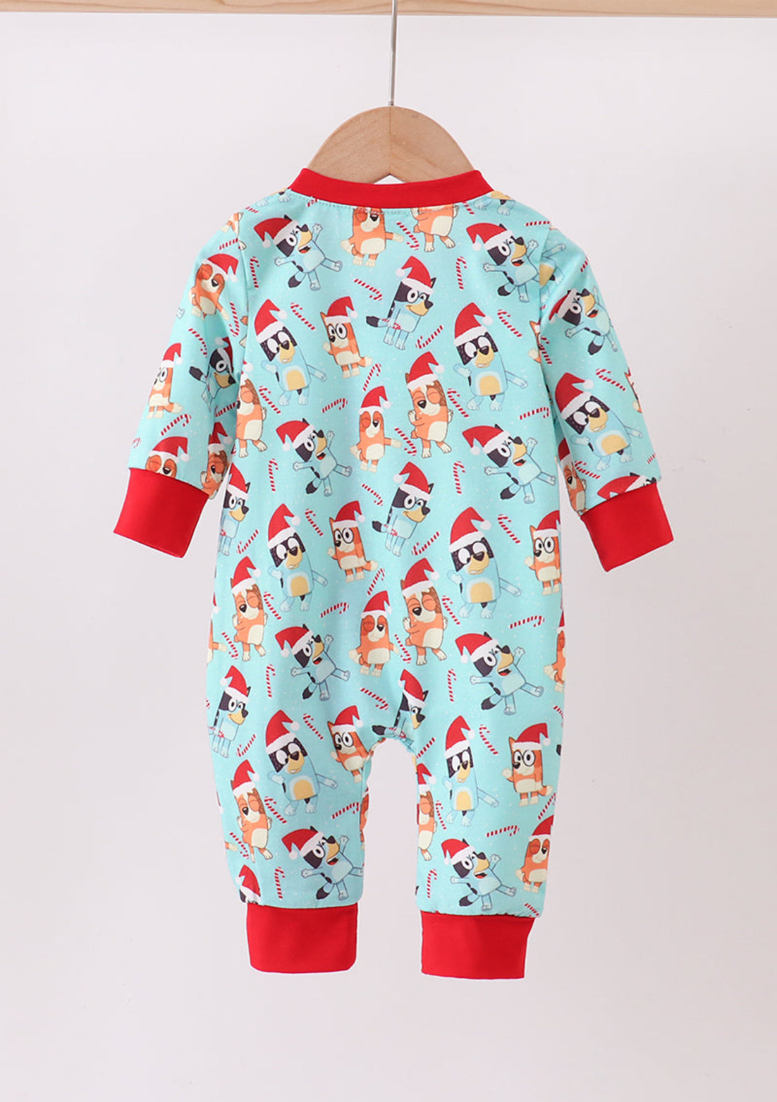 Blue Christmas Character Print Boy’s Romper Pajamas